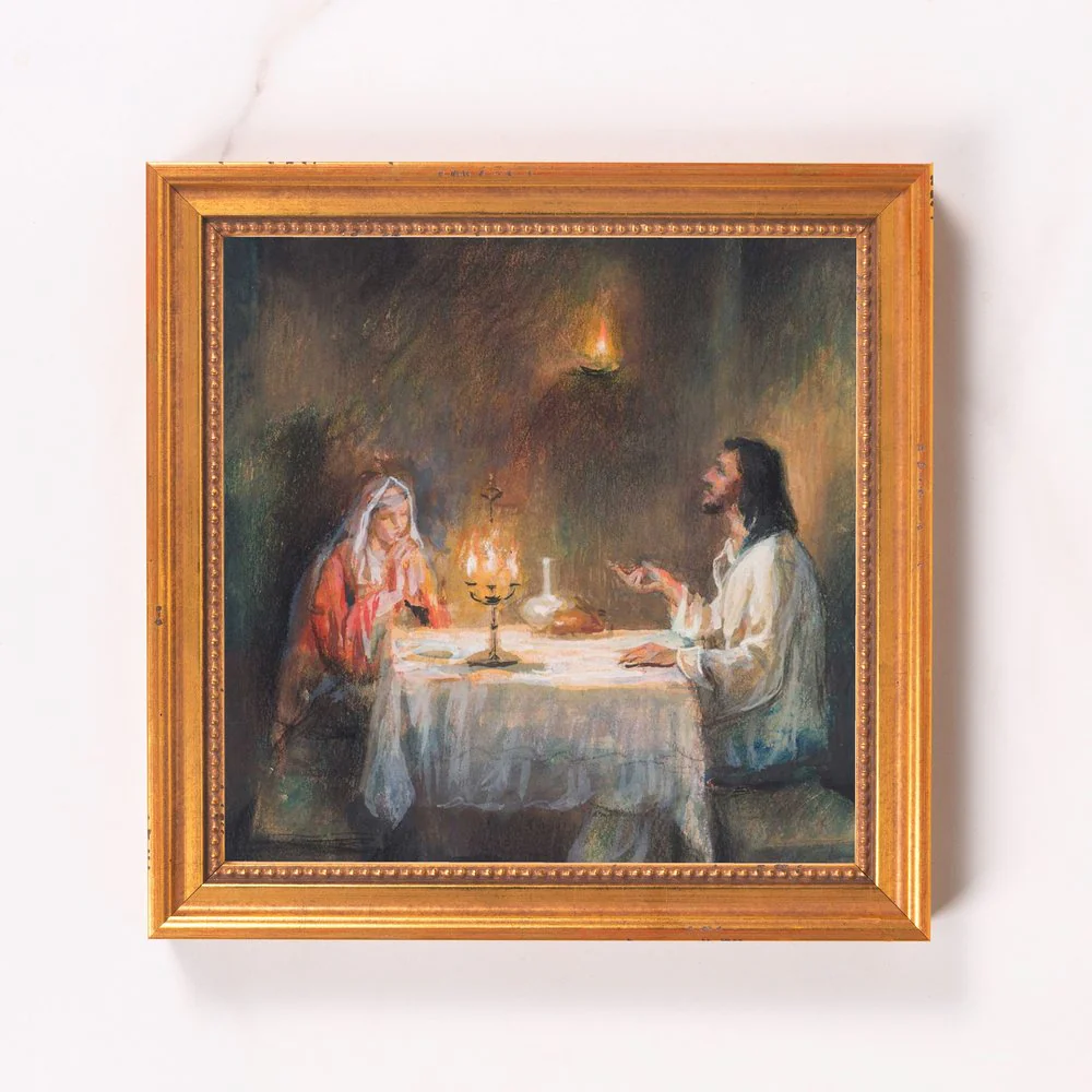 Christ at the Home of Mary & Martha Framed Canvas - Sacred Mini Collection - Image 9