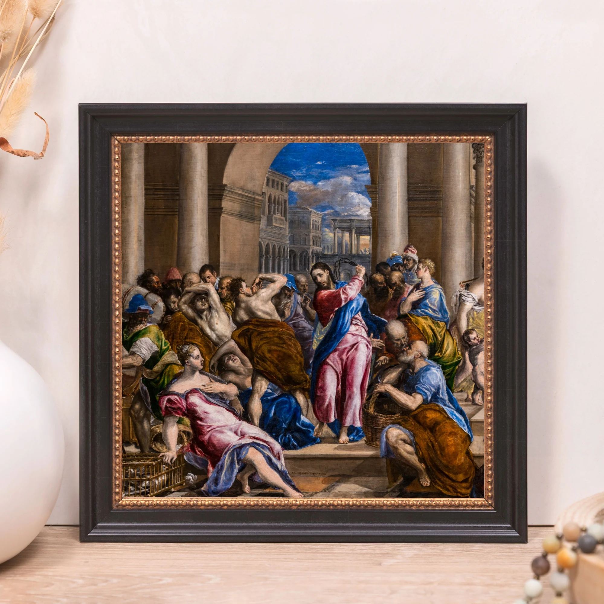 Christ Driving the Money Changers from the Temple Framed Canvas - Sacred Mini Collection - Image 11