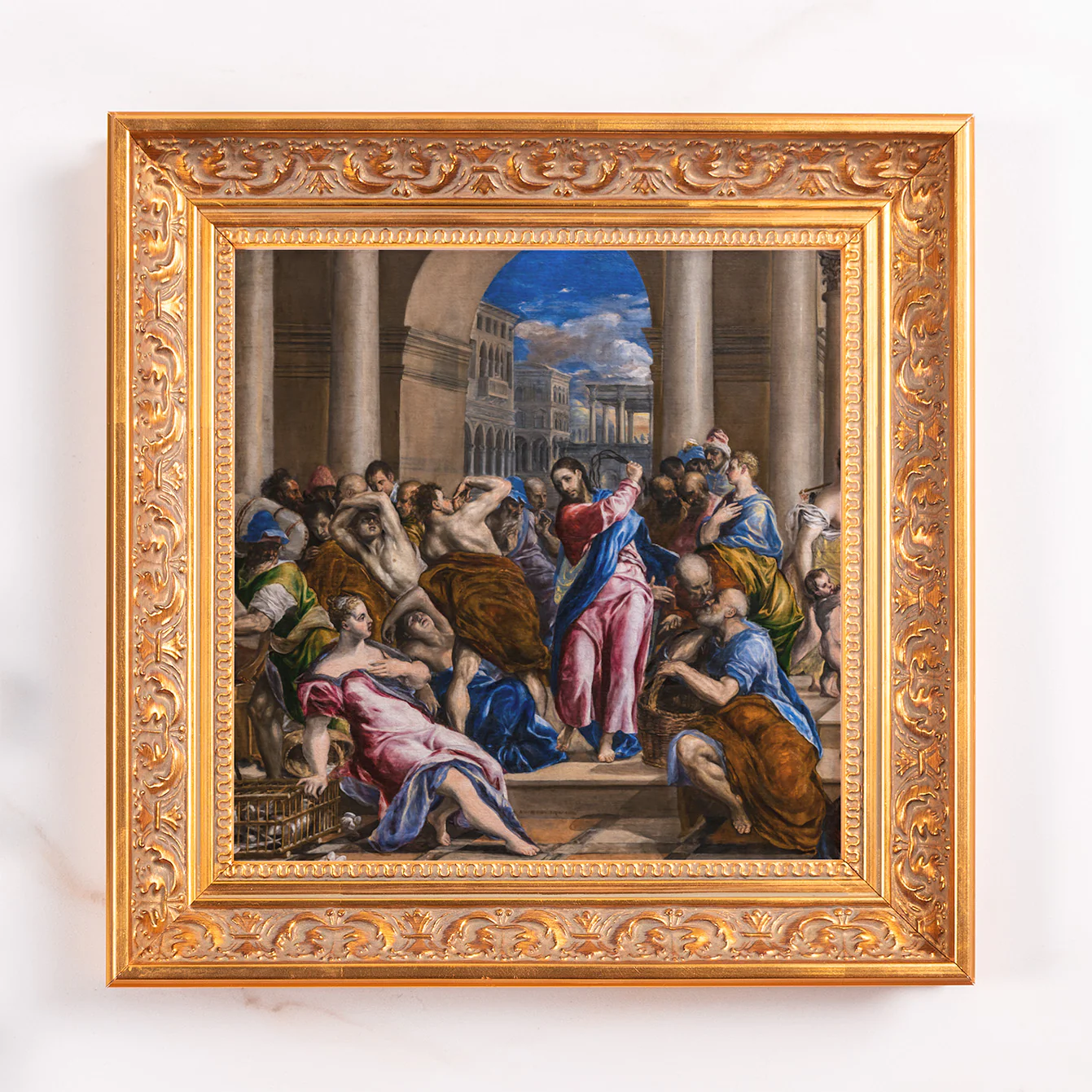 Christ Driving the Money Changers from the Temple Framed Canvas - Sacred Mini Collection - Image 2