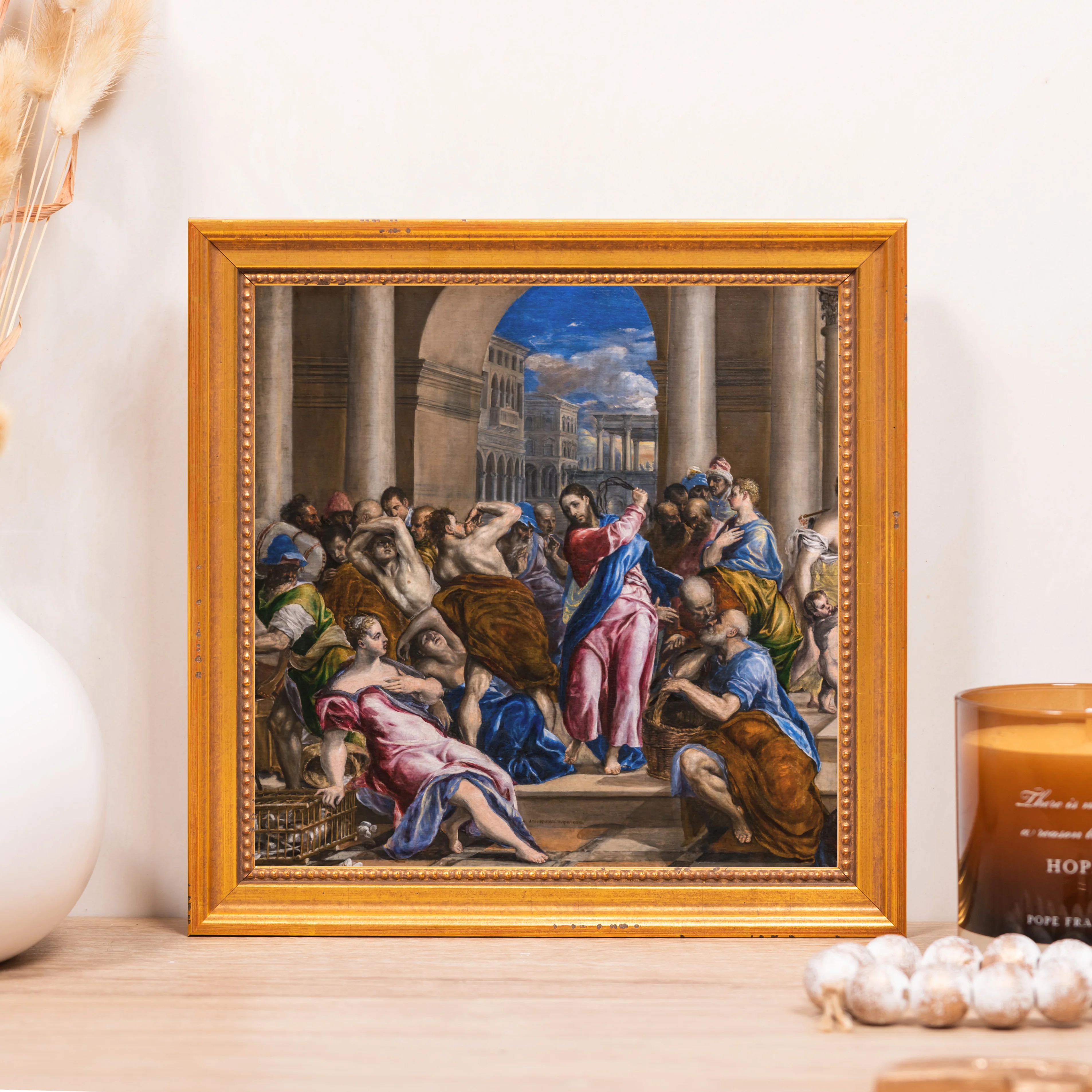 Christ Driving the Money Changers from the Temple Framed Canvas - Sacred Mini Collection - Image 5