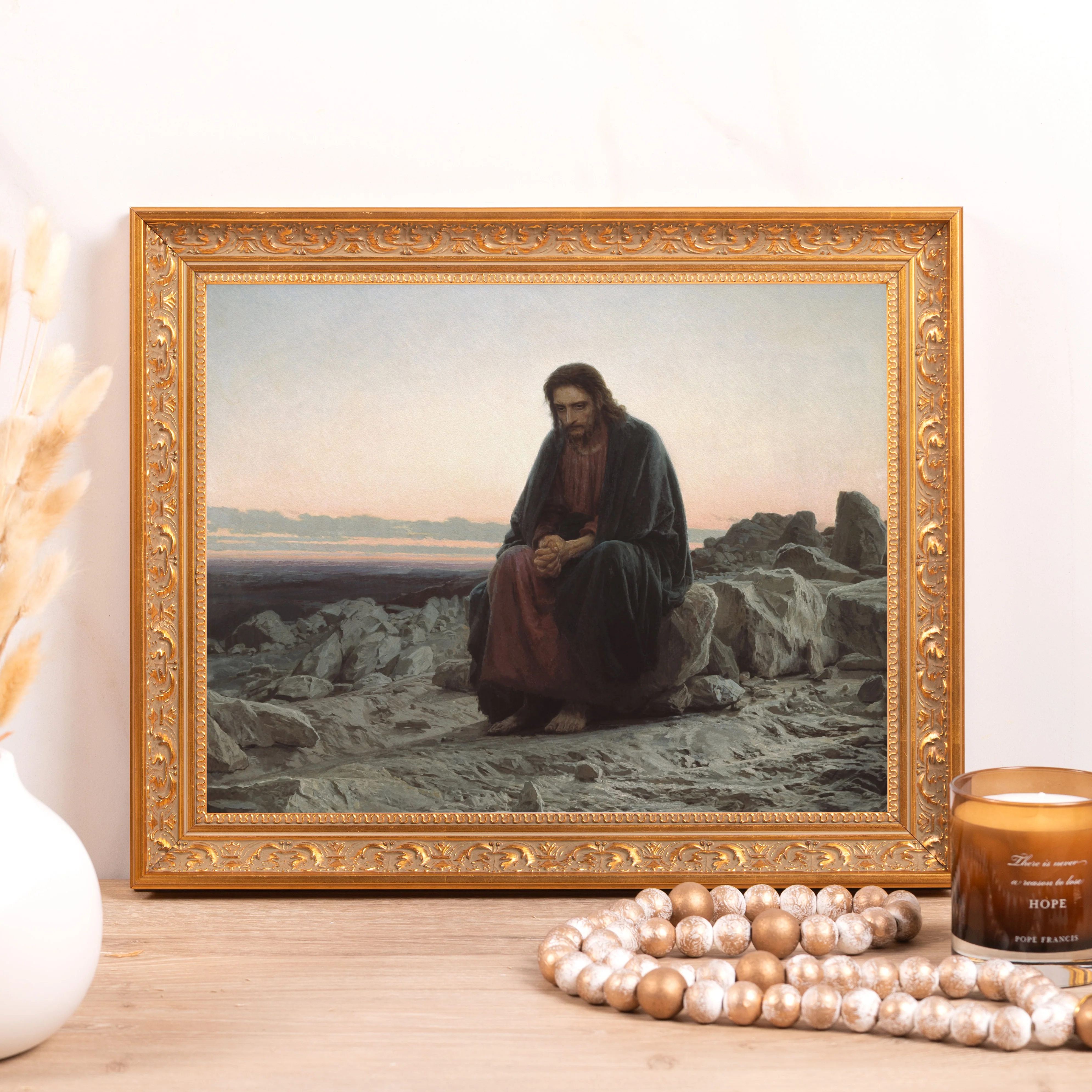 Christ in the Desert Framed Canvas - Sacred Classics Collection