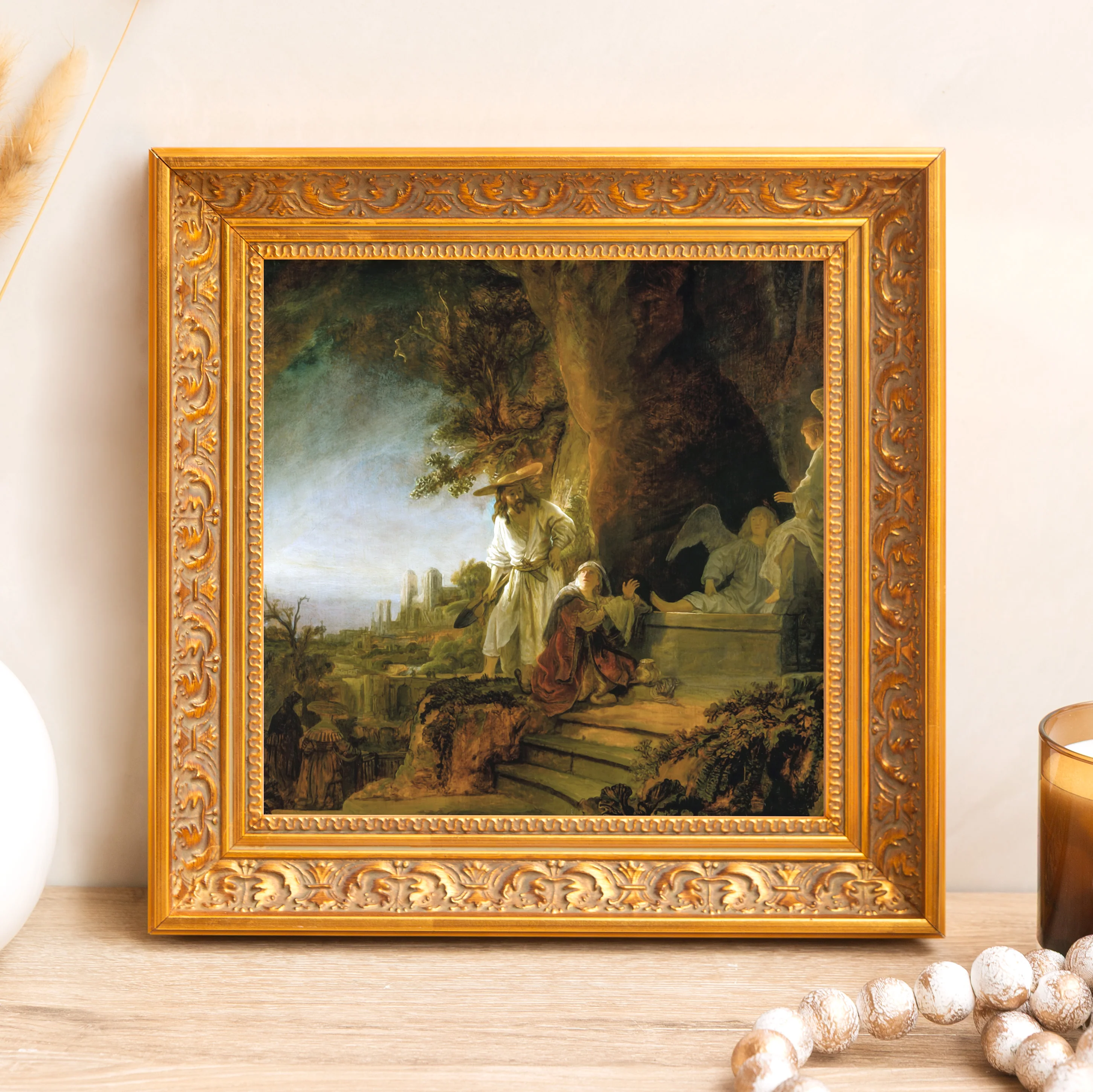 Christ & Mary Magdalene at the Tomb Framed Canvas - Sacred Mini Collection