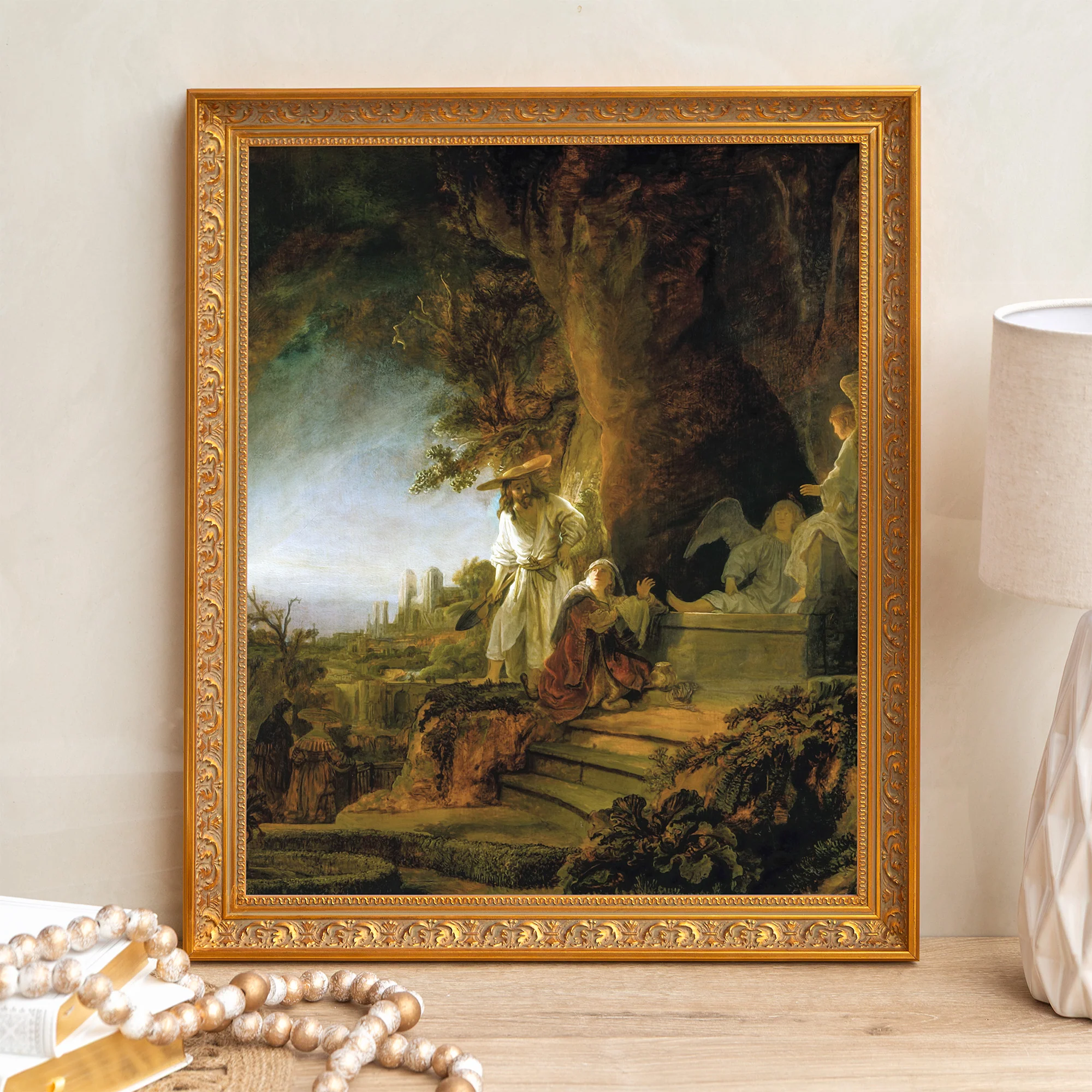 Christ & Mary Magdalene at the Tomb Framed Canvas - Sacred Signature Collection