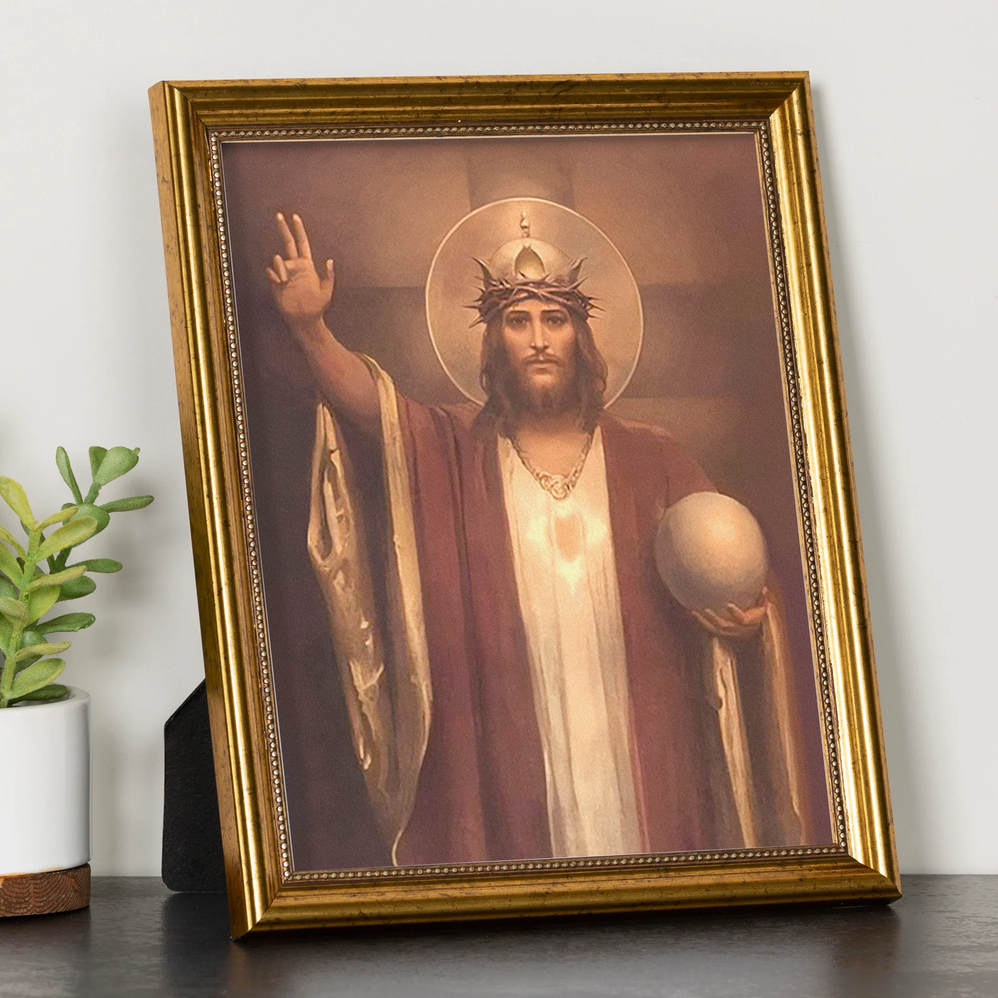 Christ the King Antique Gold Framed Print - Multiple Sizes