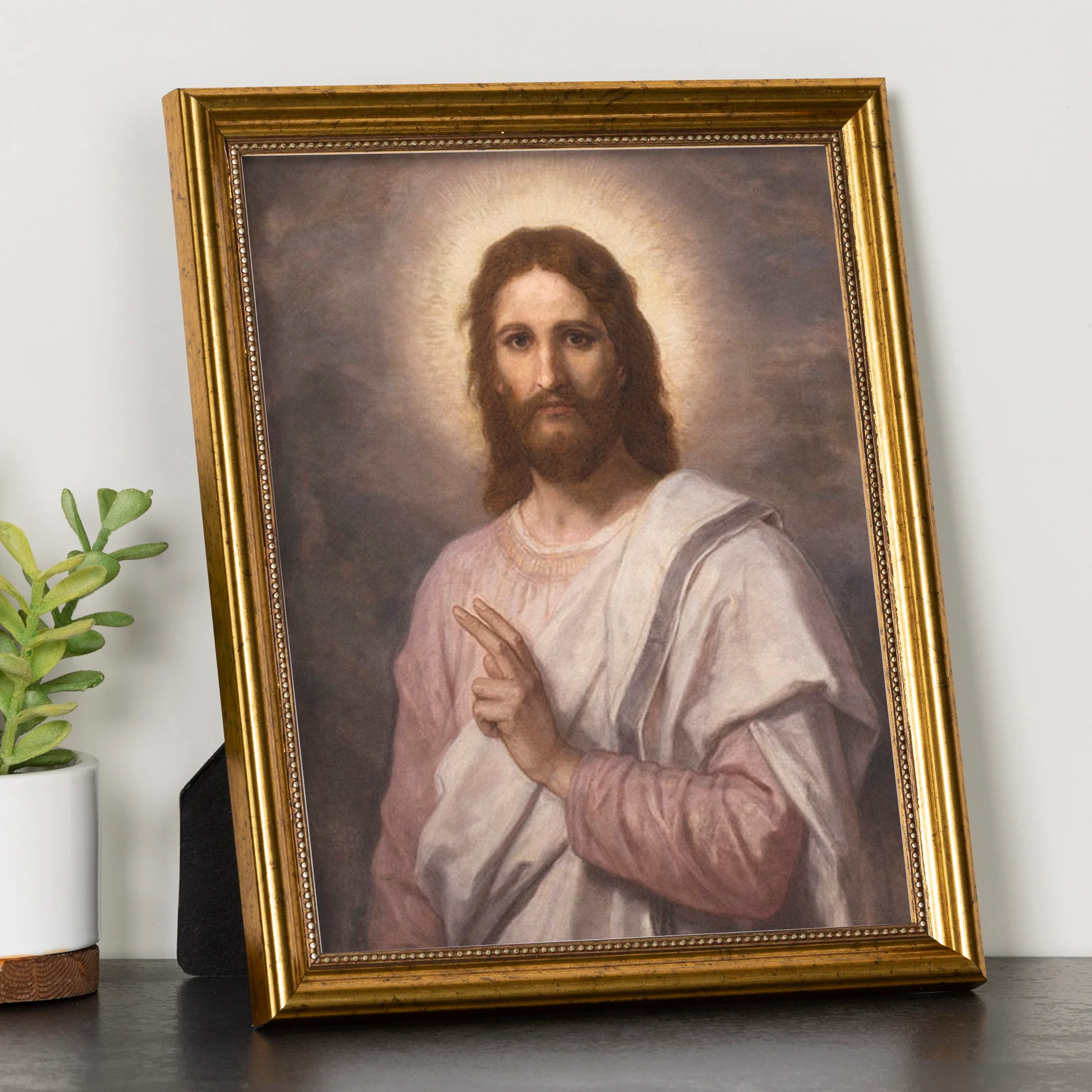 Christ the Savior Antique Gold Framed Print - 8" x 10"