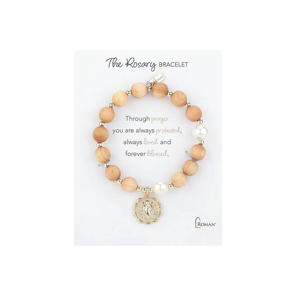 Chunky Wood Rosary Bracelet - 7" L - Image 2