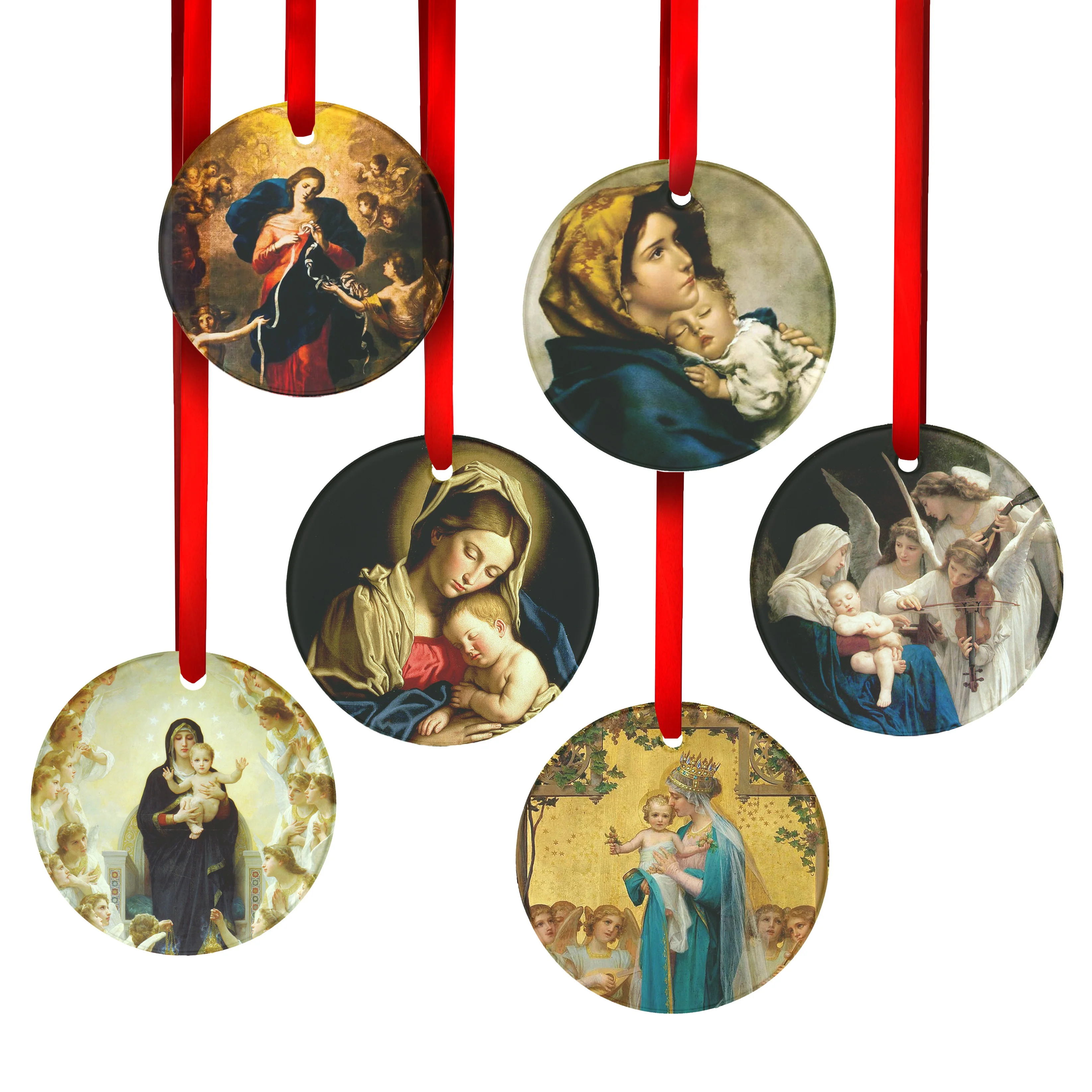 Classic Art Madonnas Glass Ornament Collection - Set of 6 - Image 2