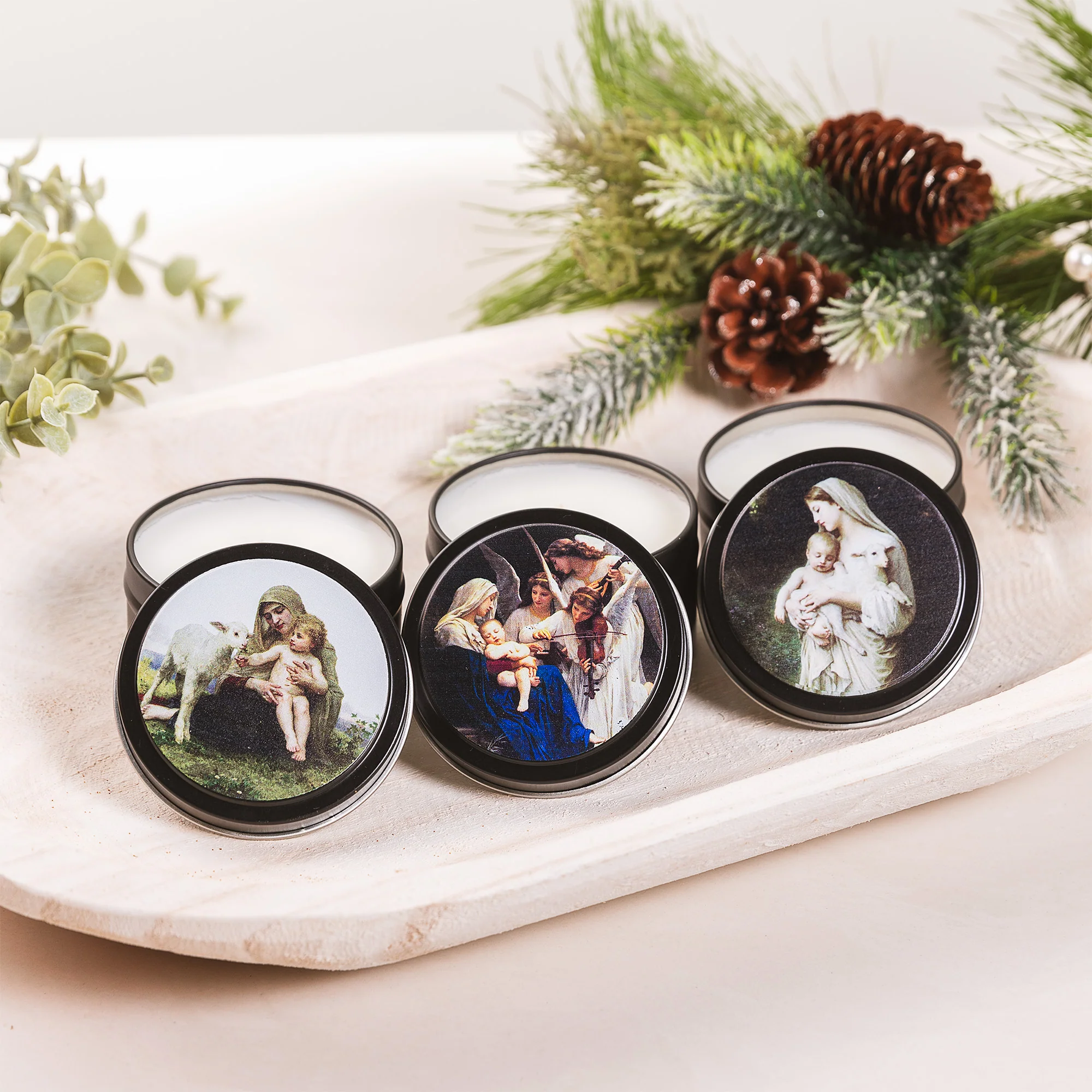 Classic Madonna & Child Paintings Candle Tins - Set of 3