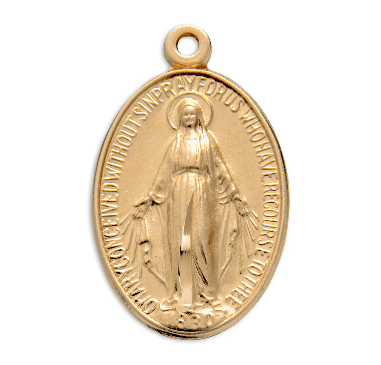 Classic Petite Gold Plated Miraculous Medal Necklace - Image 2
