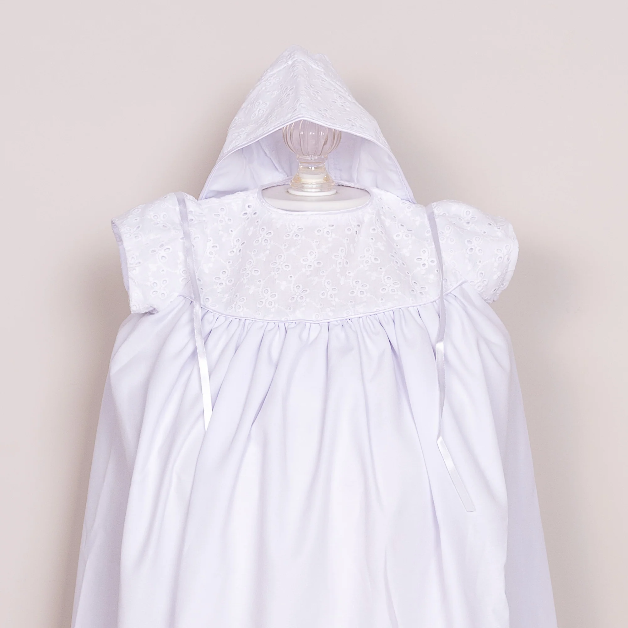 Classic Poplin Heirloom Handsewn Baptismal Gown Set - Multiple Sizes - Image 3