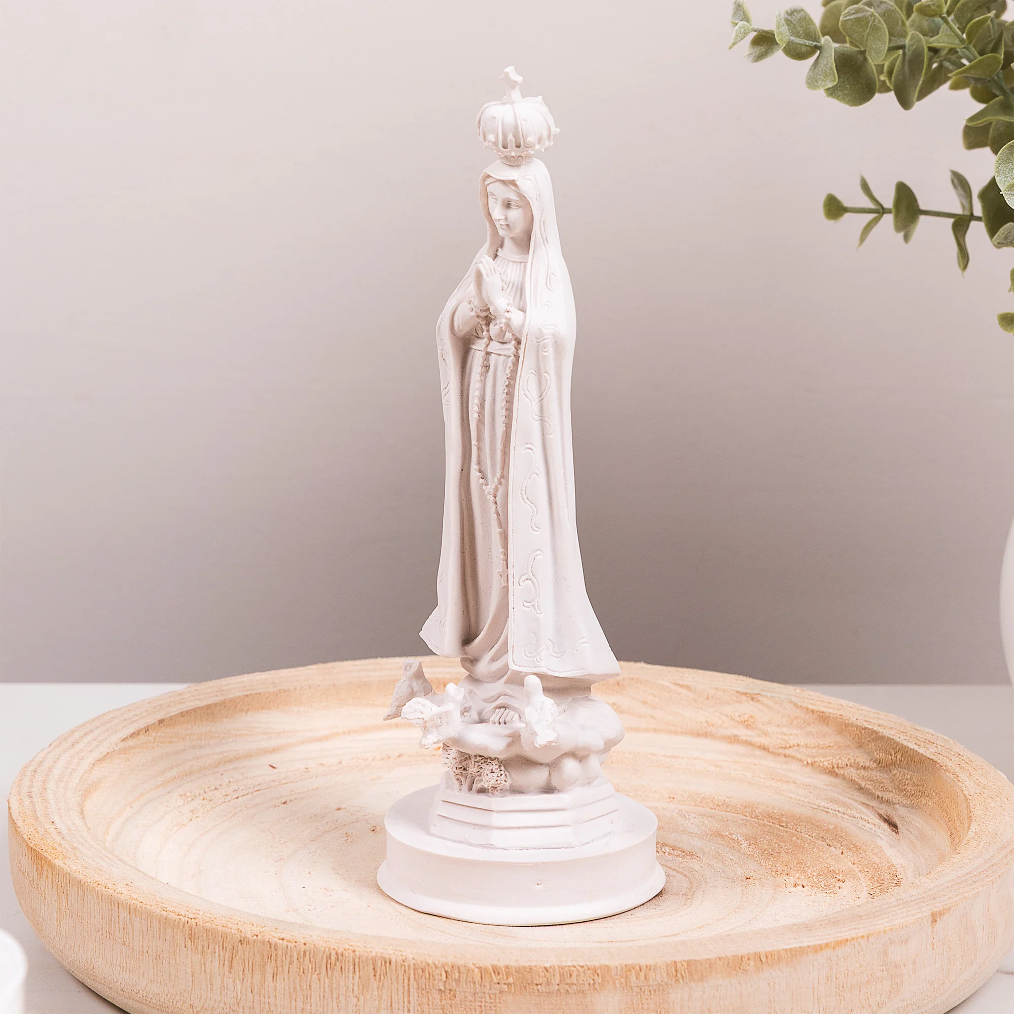 Classic White Our Lady of Fatima Statue - 8" - Image 2