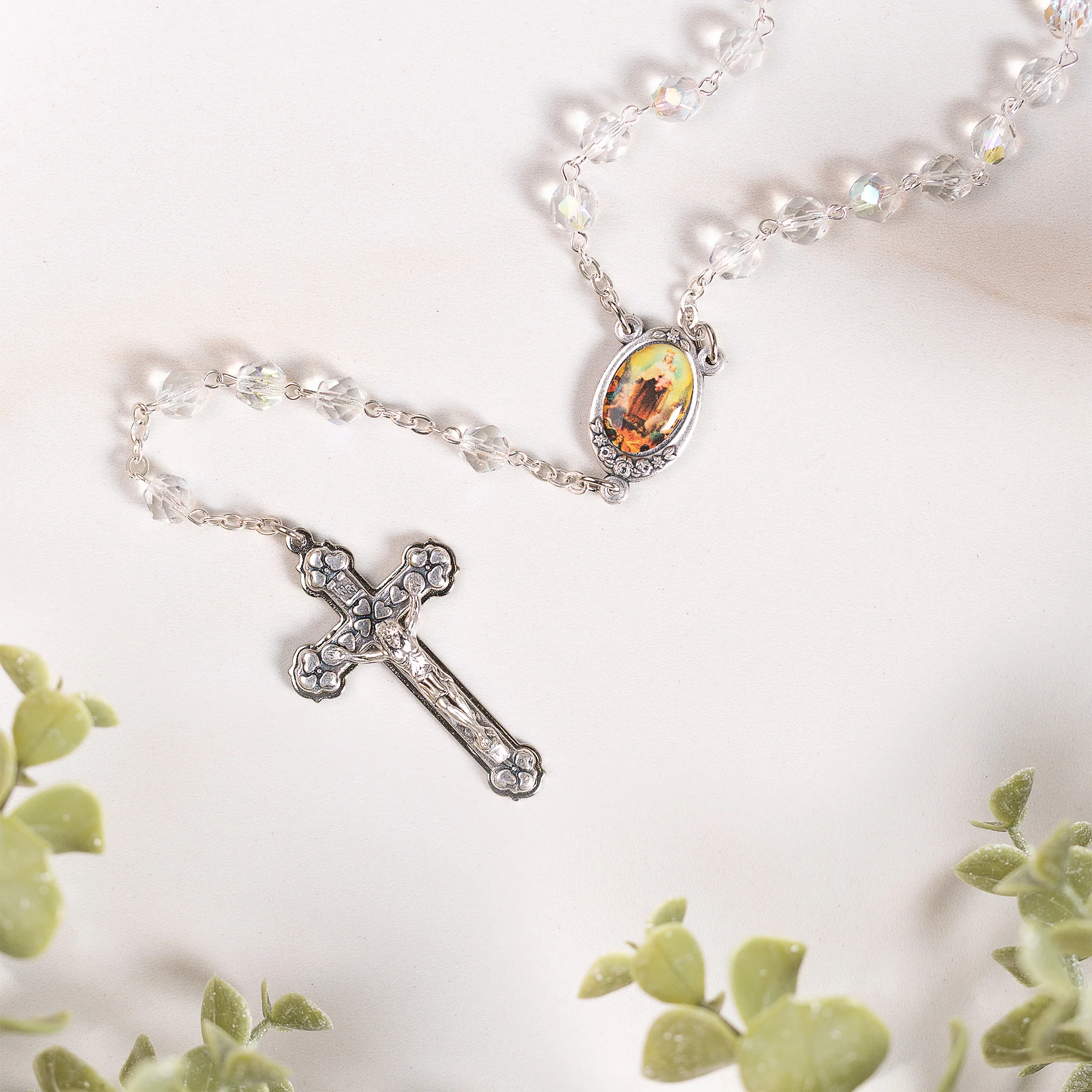 Clear Czech Crystal 100 Requiem Rosary - Image 3