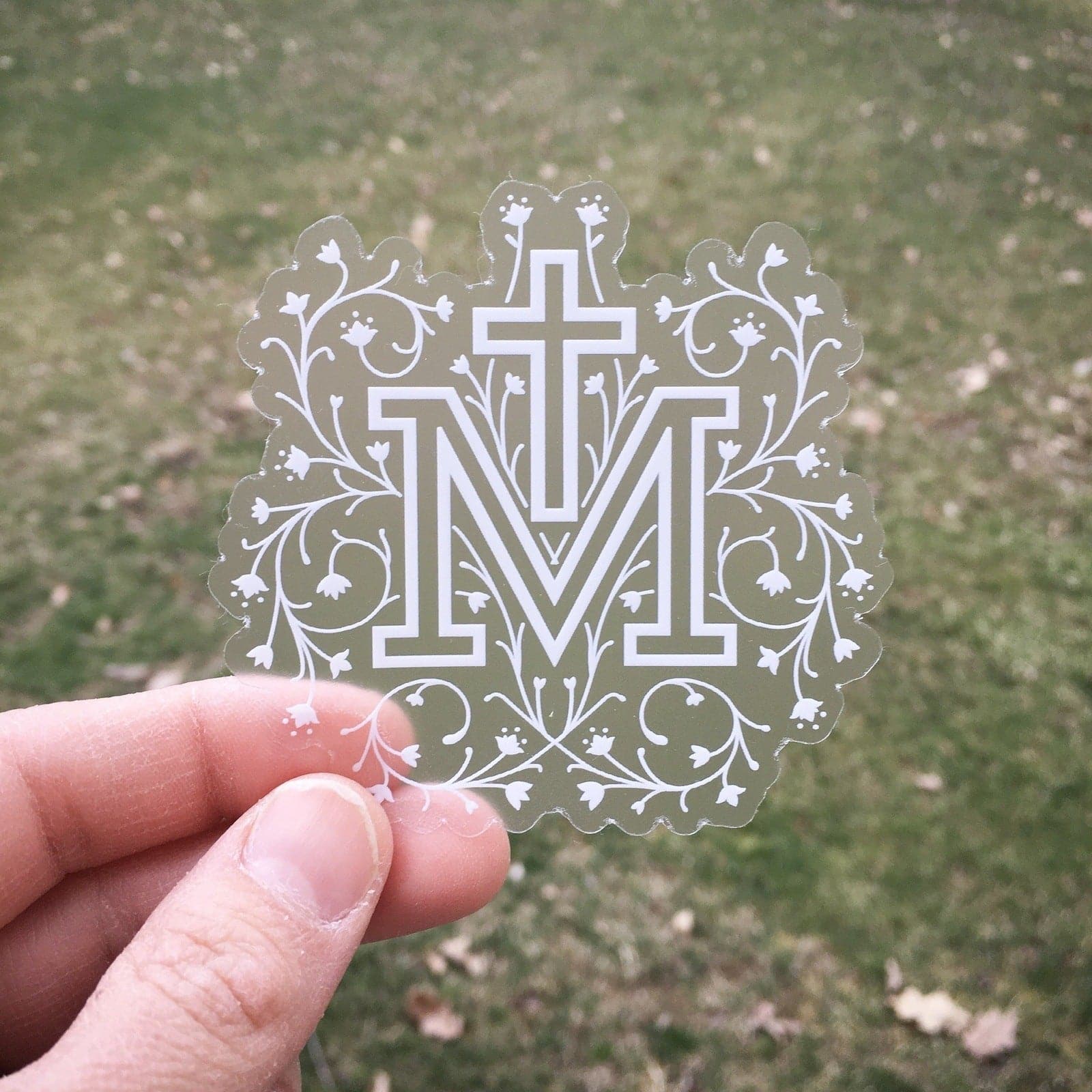 Clear Marian Cross Vinyl Sticker - Image 2
