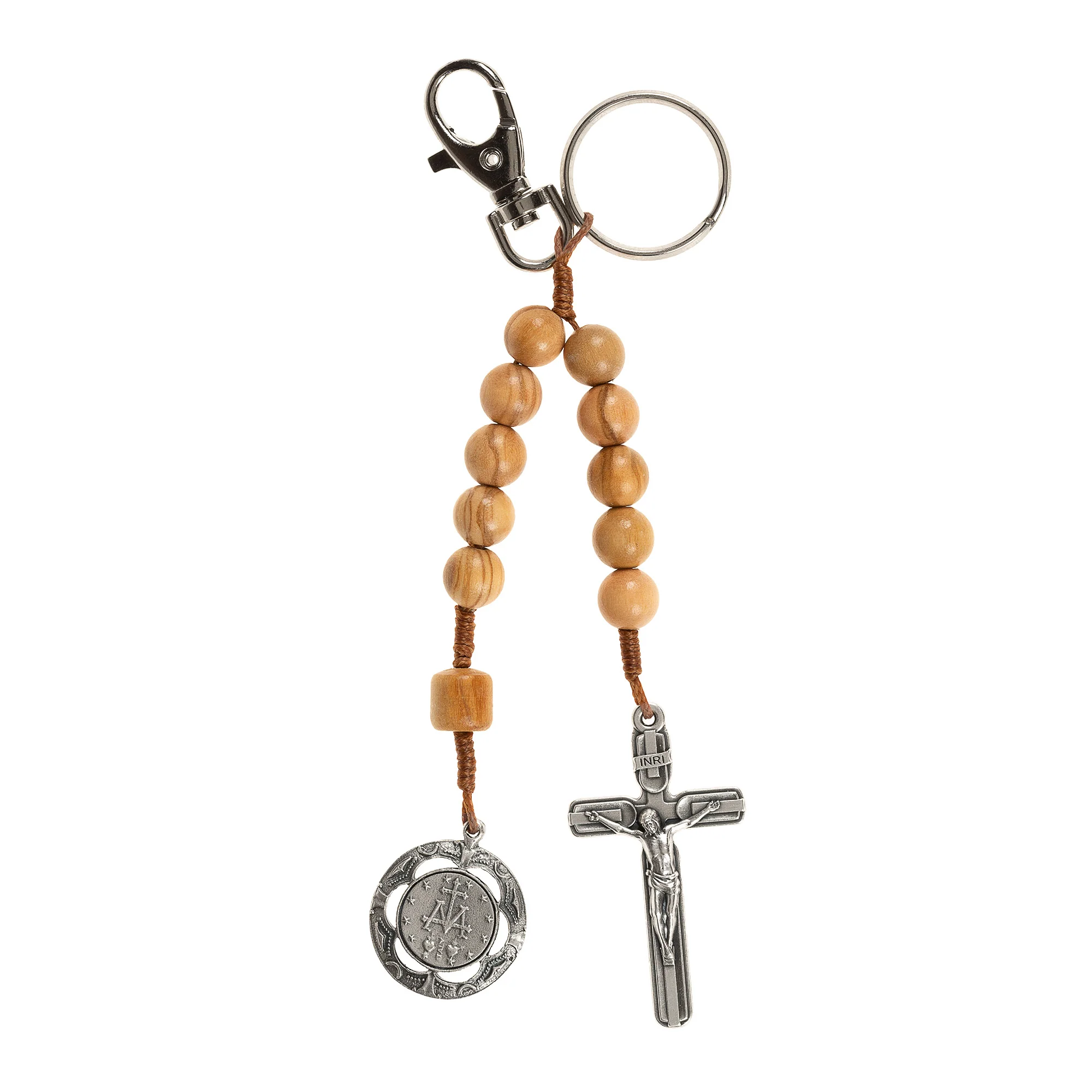 Clip-On Olive Wood Miraculous Medal One Decade Rosary - Image 2