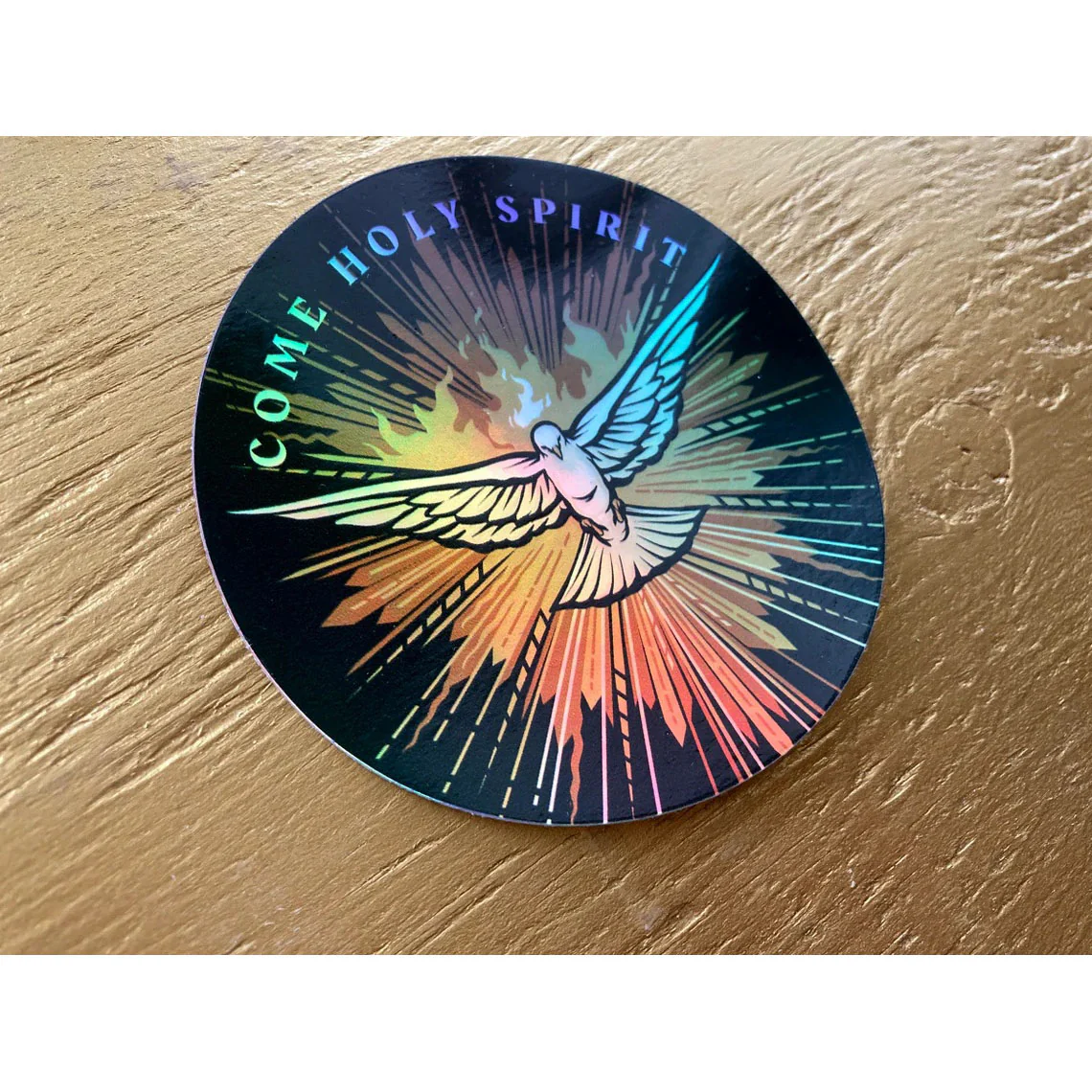 Come Holy Spirit Holographic Vinyl Sticker - 3" - Image 2