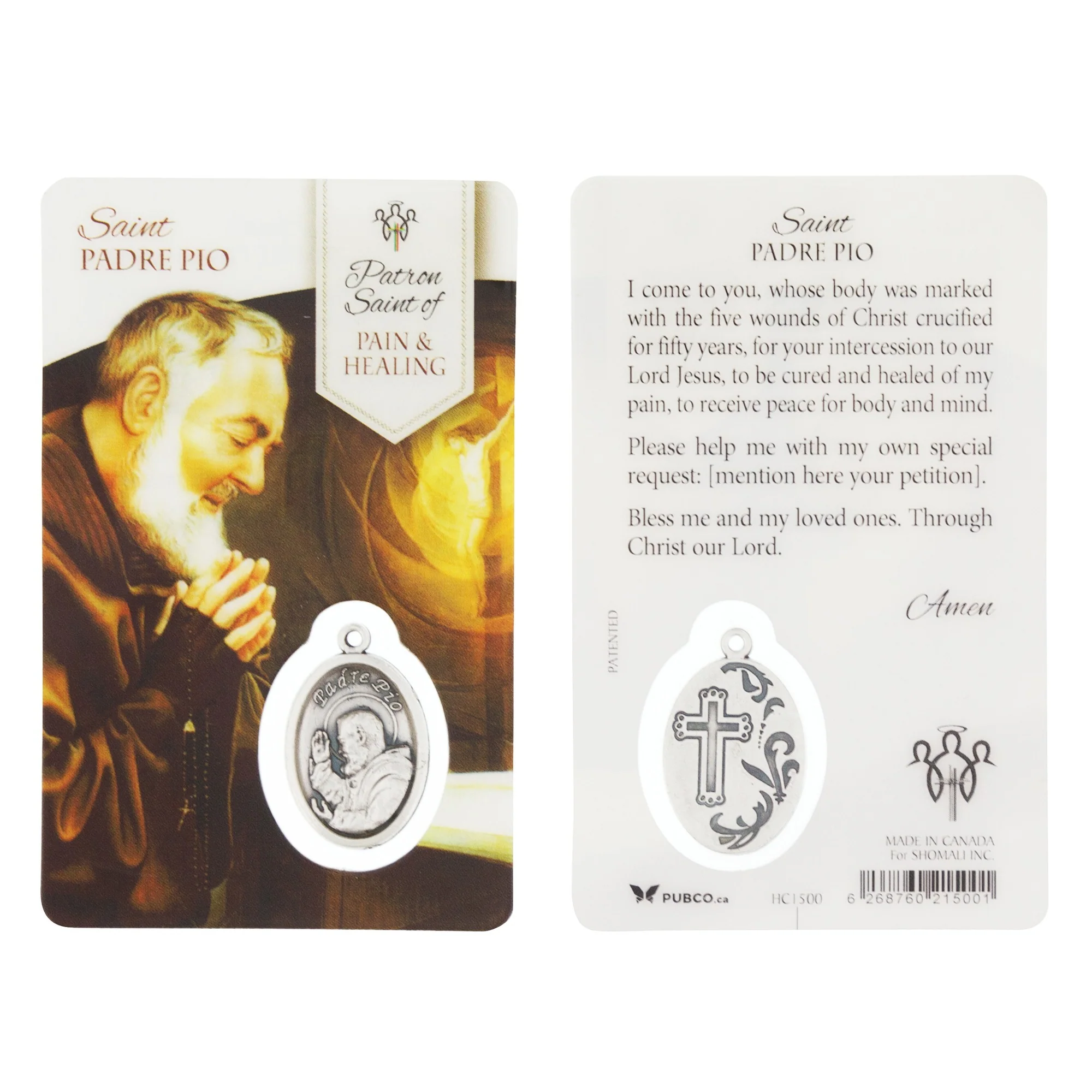 Comforting Palm Cross & Padre Pio Healing Card - Image 2