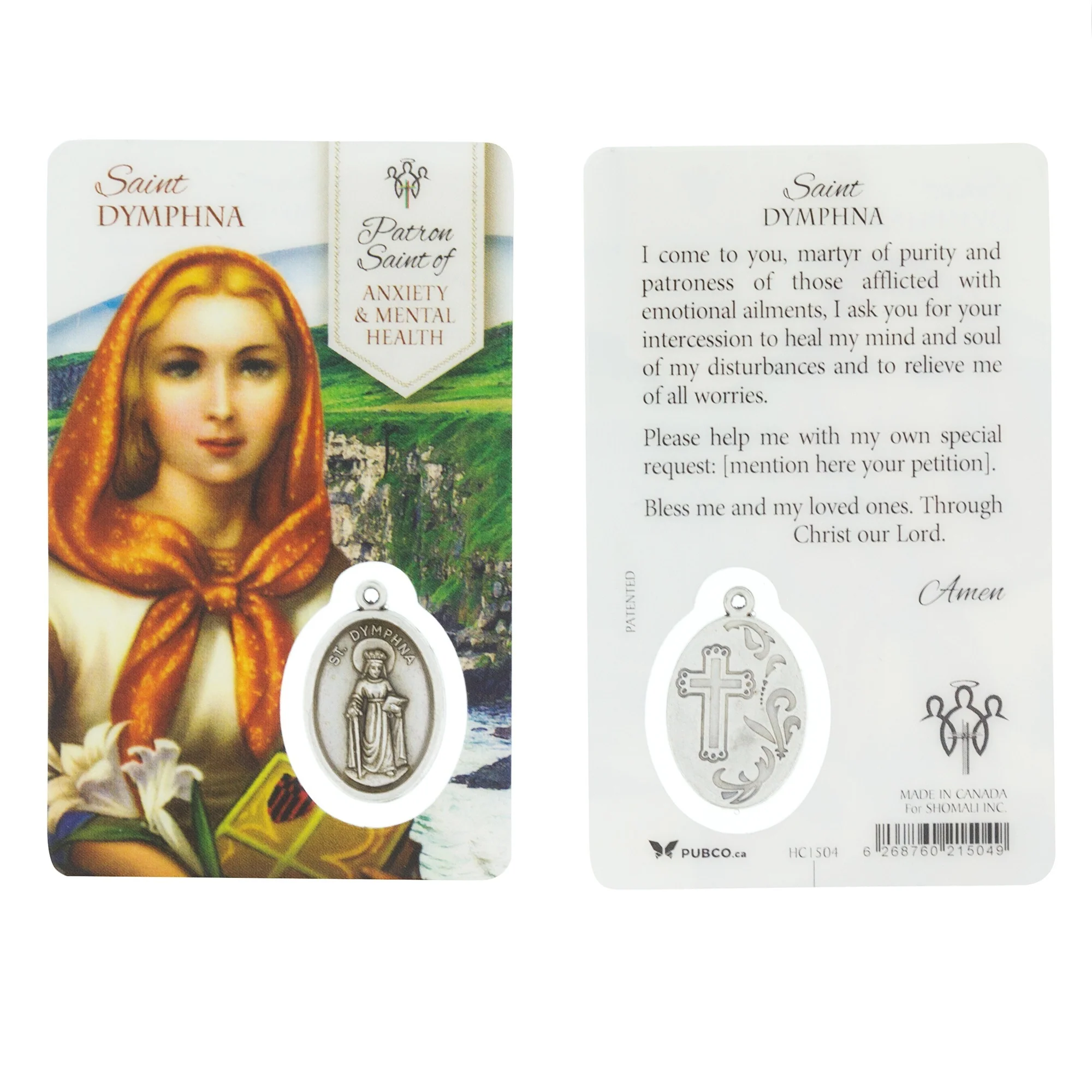 Comforting Palm Cross & St. Dymphna Anxiety Healing Card - Image 2