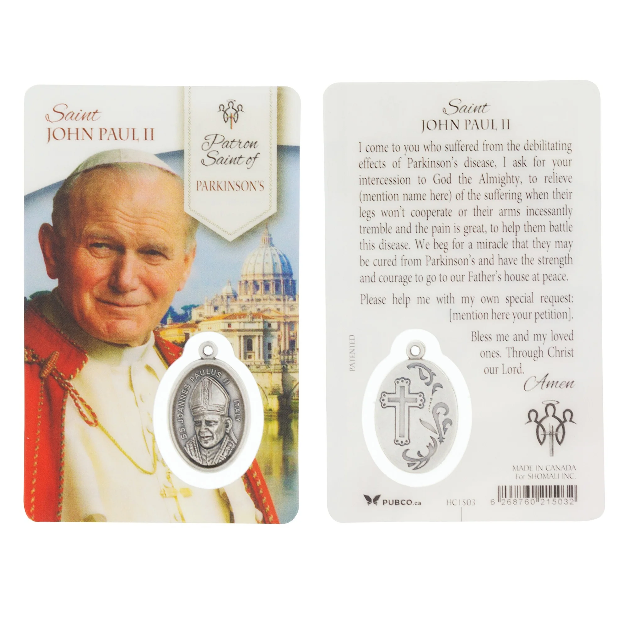 Comforting Palm Cross & St. John Paul II Parkinson's Healing Card - Image 2