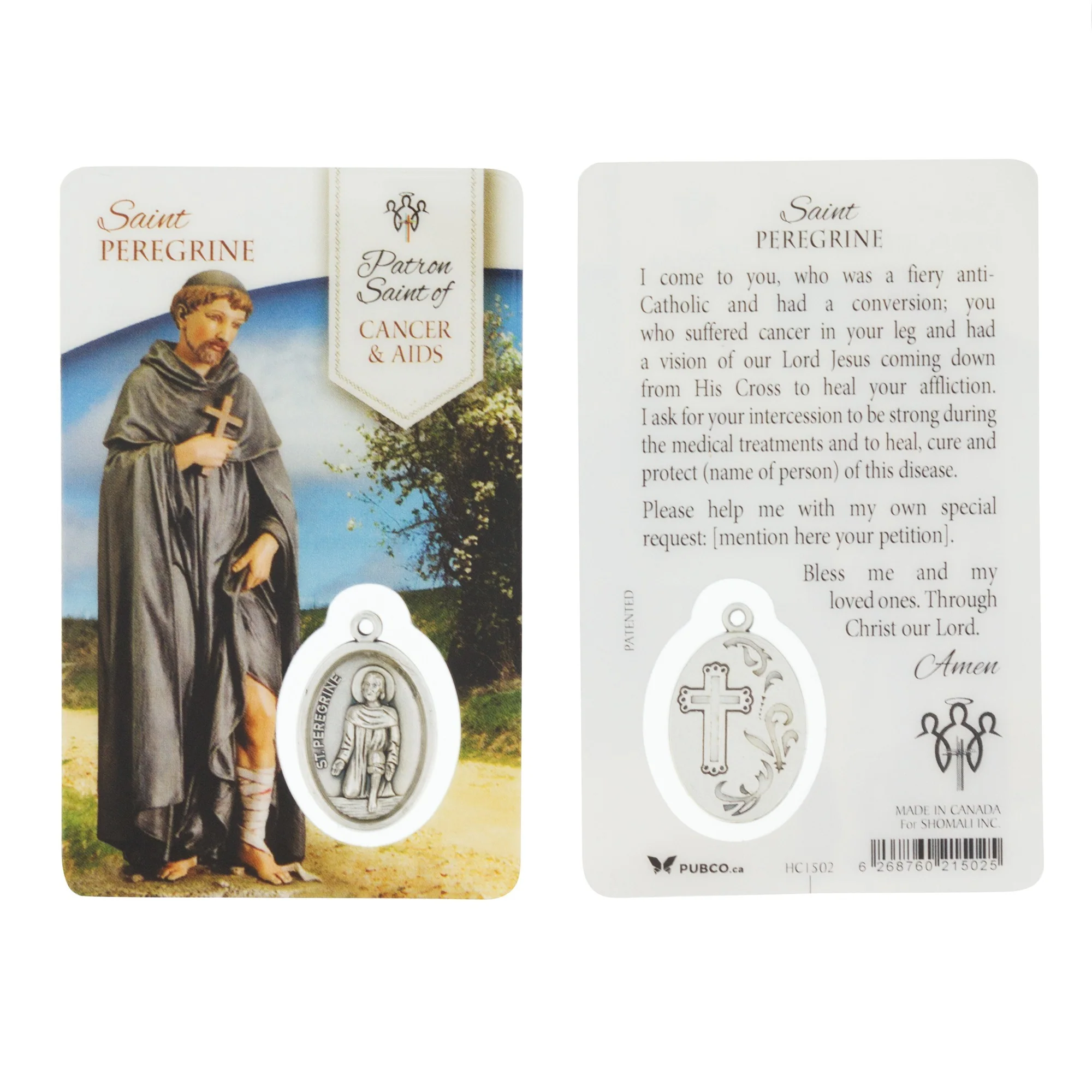 Comforting Palm Cross & St. Peregrine Cancer Healing Card - Image 2