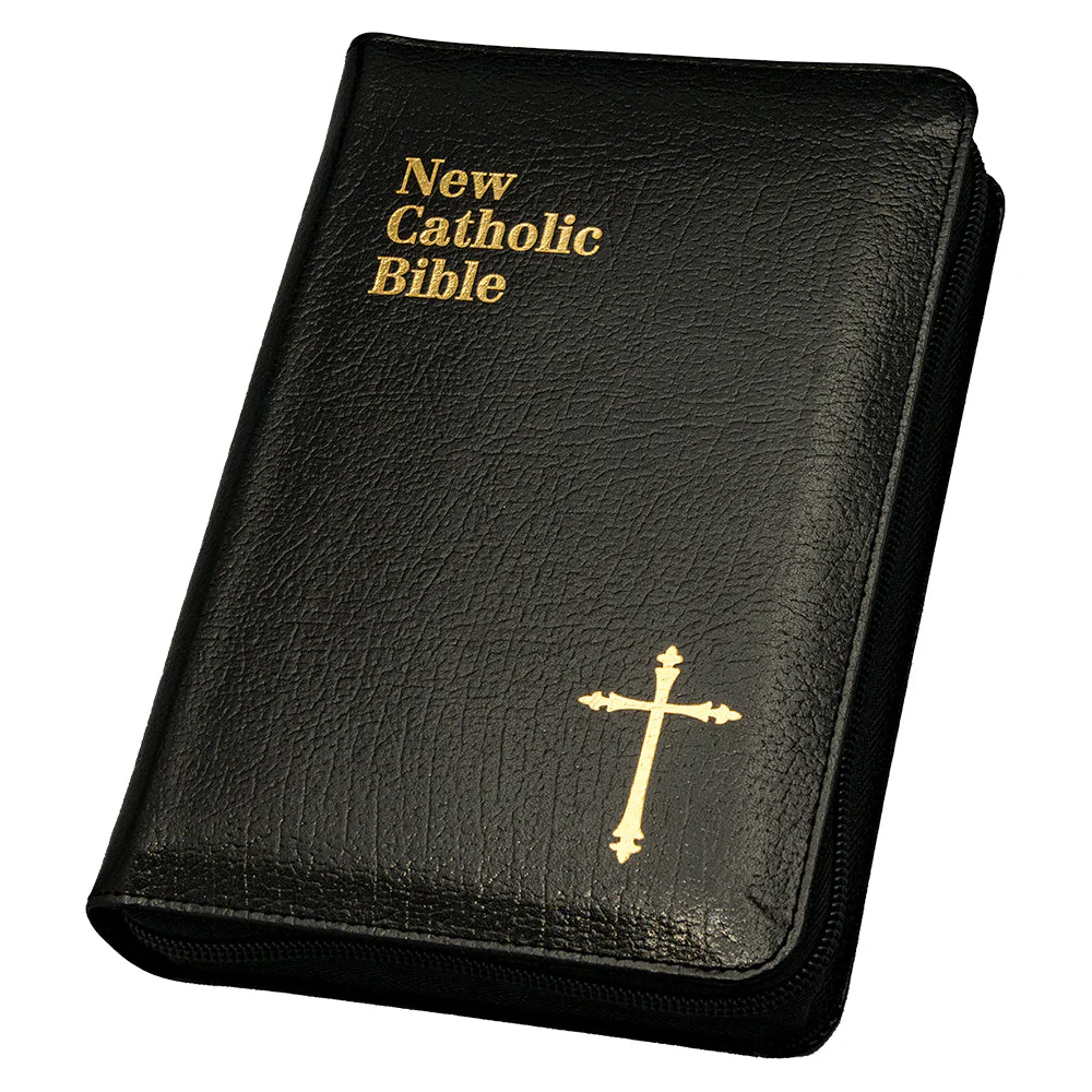 Compact Size St. Joseph New Catholic Bible in Zipper Case - Black or Burgundy