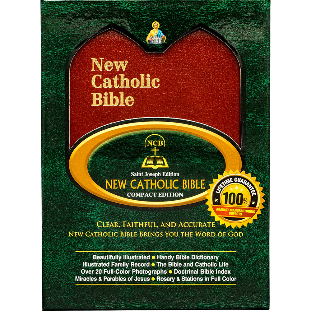 Compact Size St. Joseph New Catholic Bible in Zipper Case - Black or Burgundy - Image 10