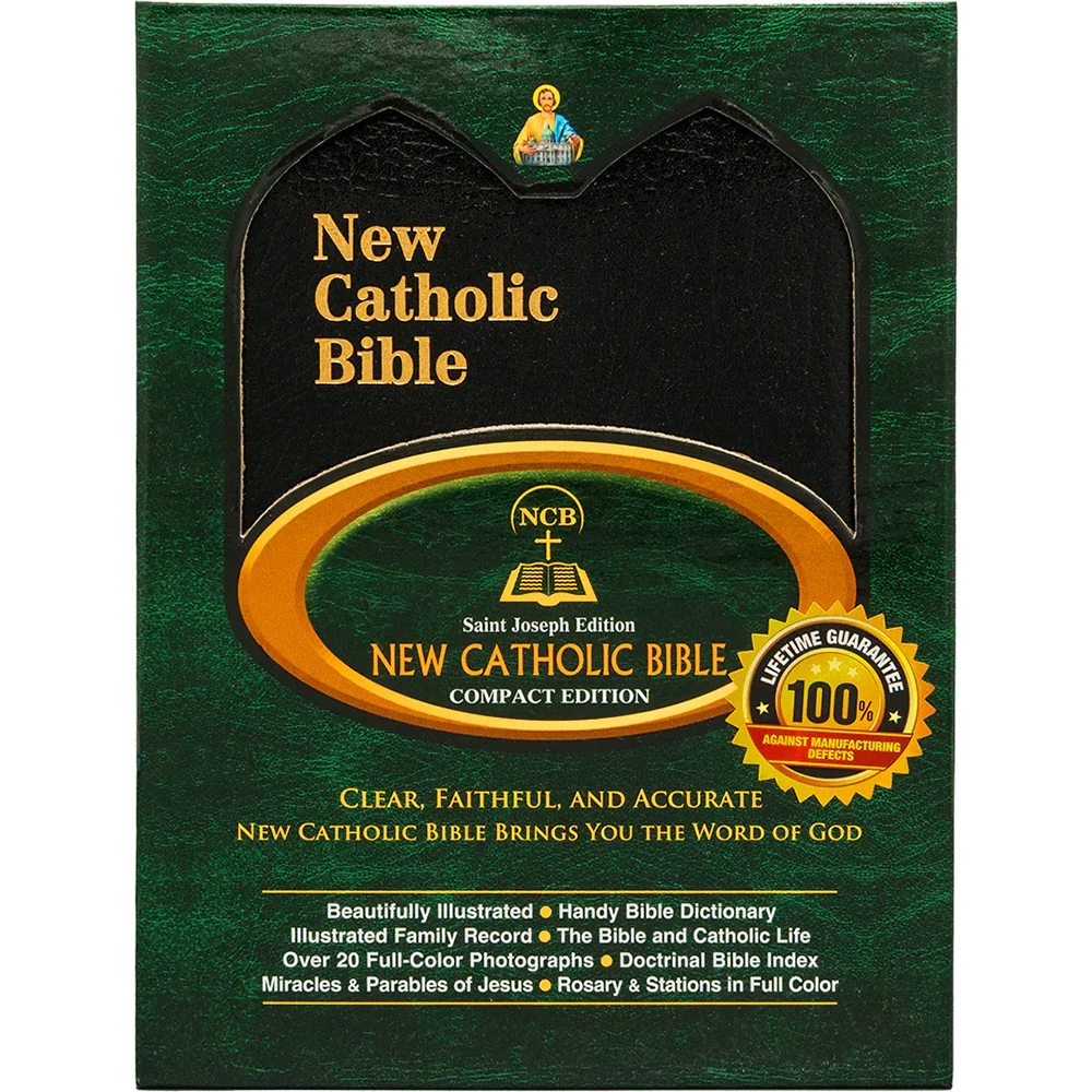 Compact Size St. Joseph New Catholic Bible in Zipper Case - Black or Burgundy - Image 2