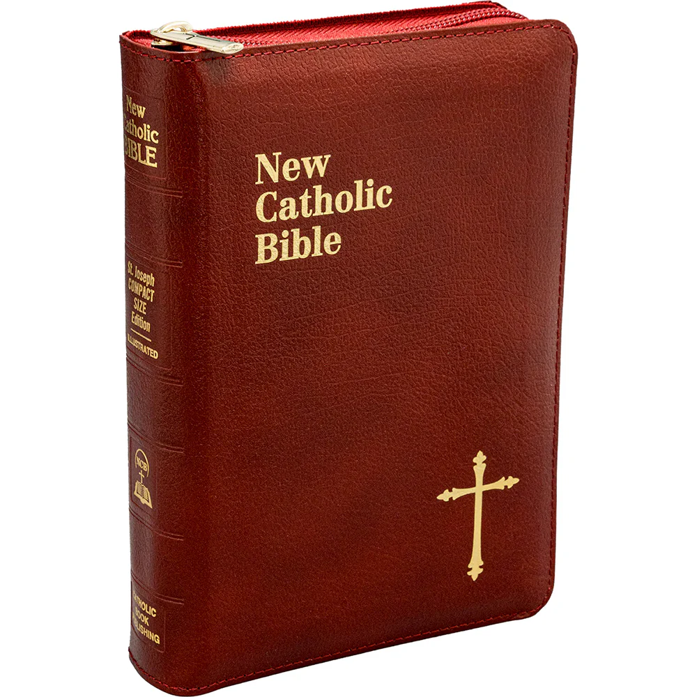 Compact Size St. Joseph New Catholic Bible in Zipper Case - Black or Burgundy - Image 8