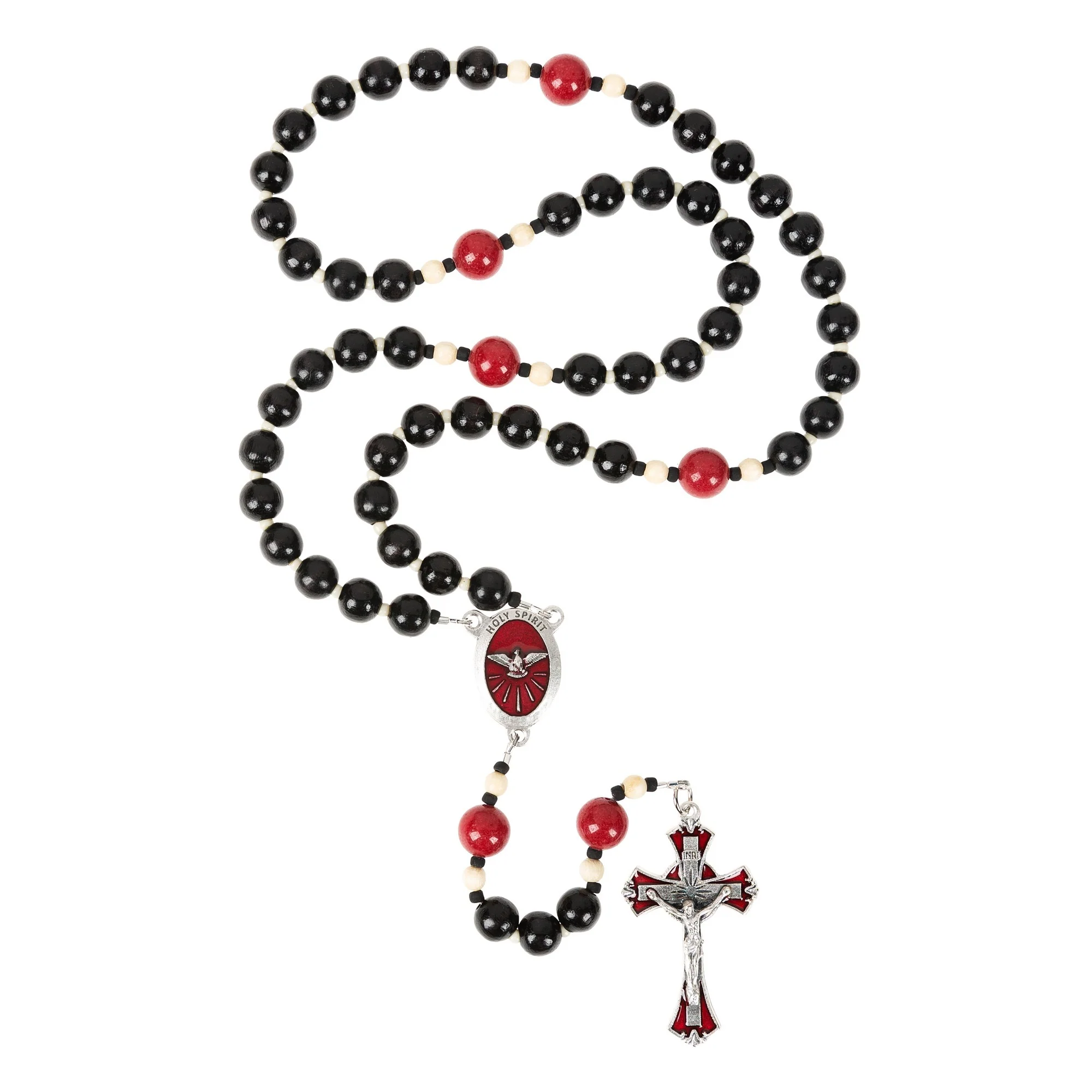 Confirmation Black Wood Rosary with Prayer Card - Image 3