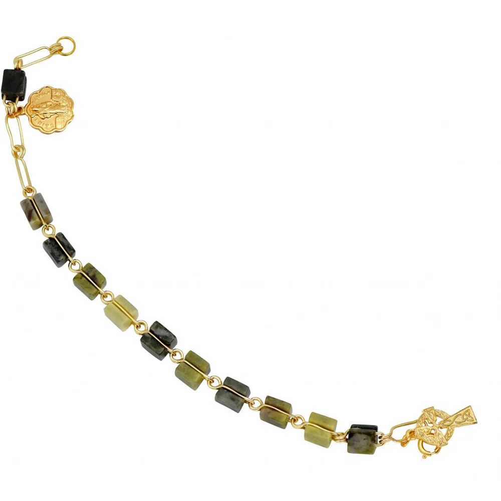 Connemara Marble & Gold Rosary Bracelet - Image 2