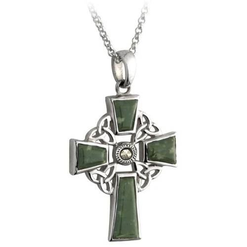Connemara Marble Trinity Knot Cross Pendant  - Sterling Silver on 18 inch chain - Image 3