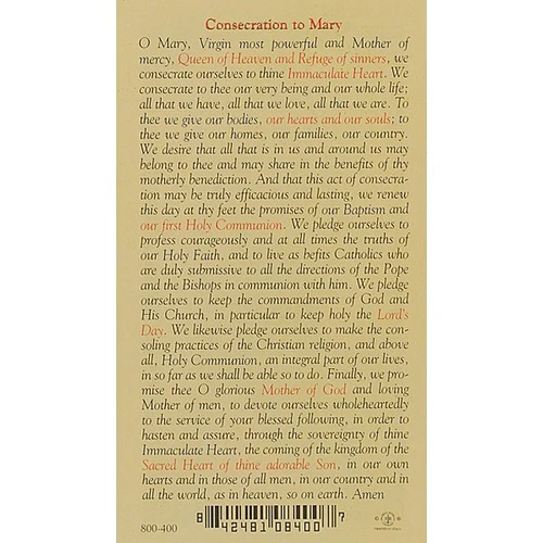 Consecration to Mary - Prayer Card - Image 2