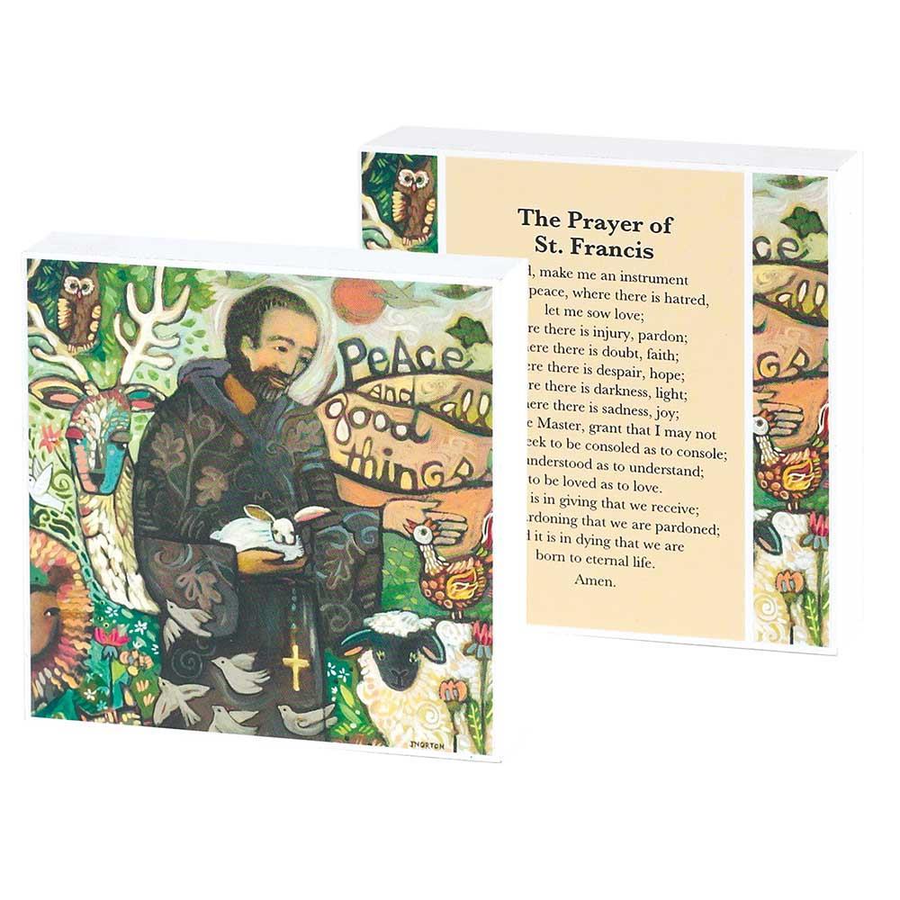 Contemporary Colorful St. Francis Prayer Plaque - 4"