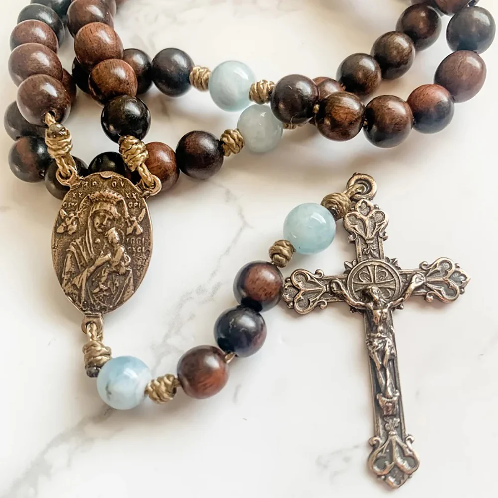 Corded Perpetual Help & Sacred Heart Rosary - Image 3