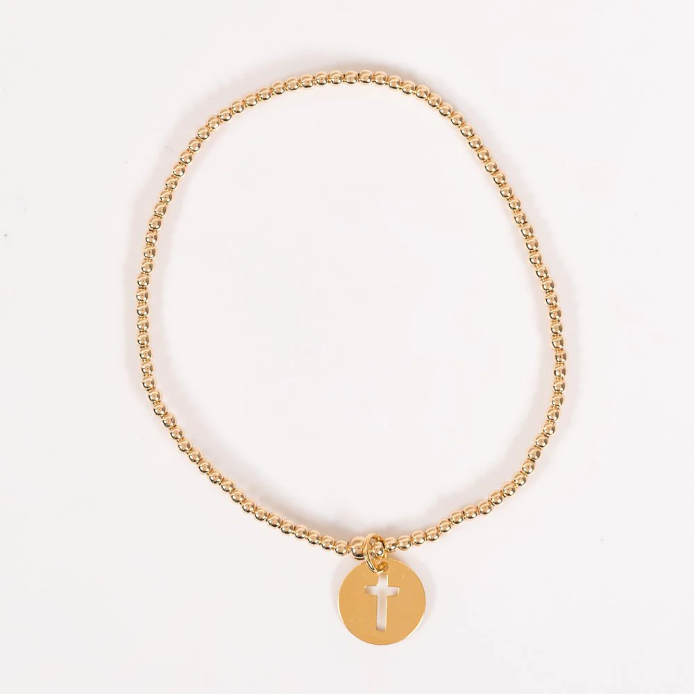 Cross Cutout Beaded Stretch Bracelet