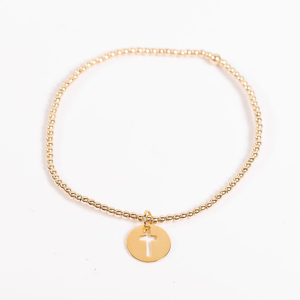 Cross Cutout Beaded Stretch Bracelet - Image 2