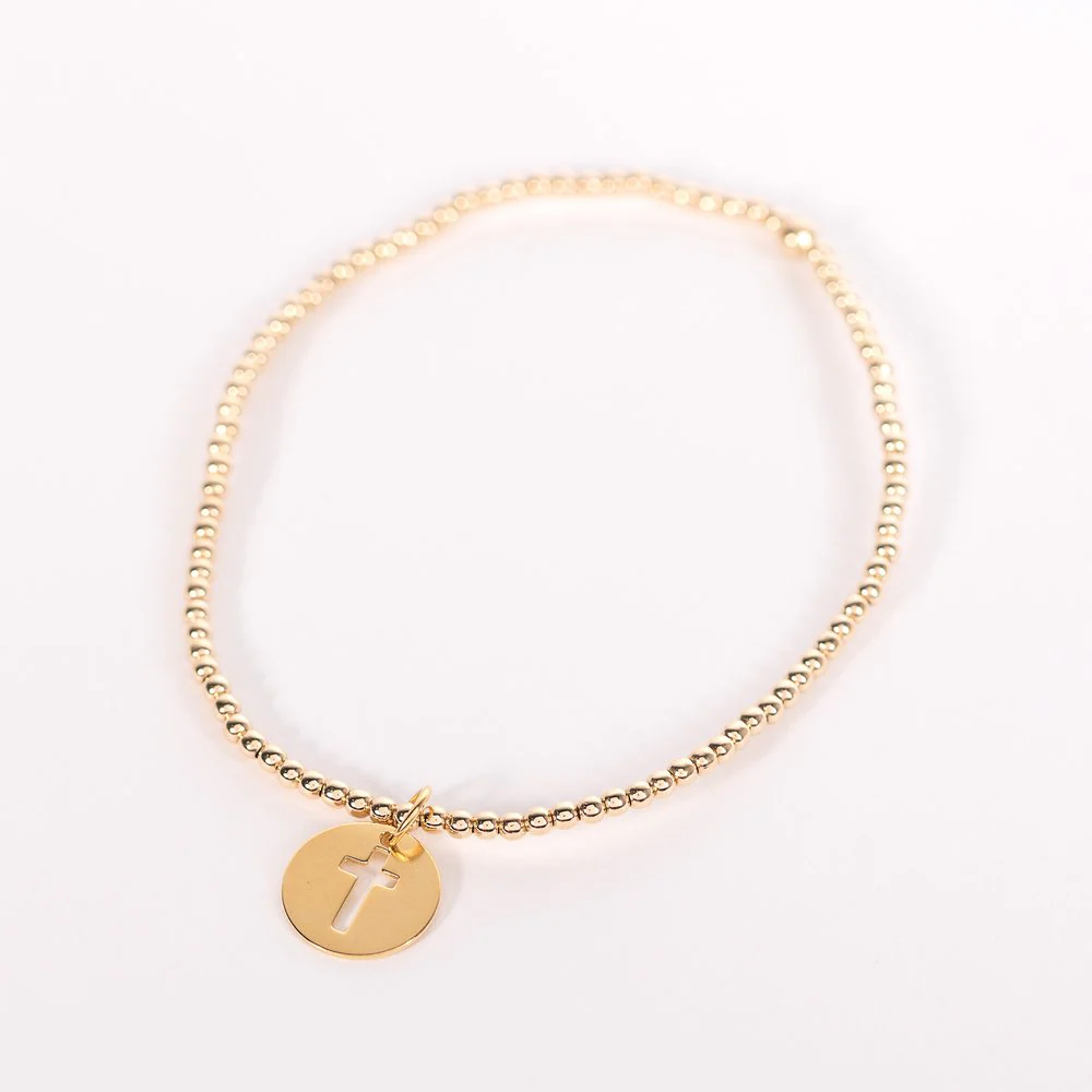 Cross Cutout Beaded Stretch Bracelet - Image 3