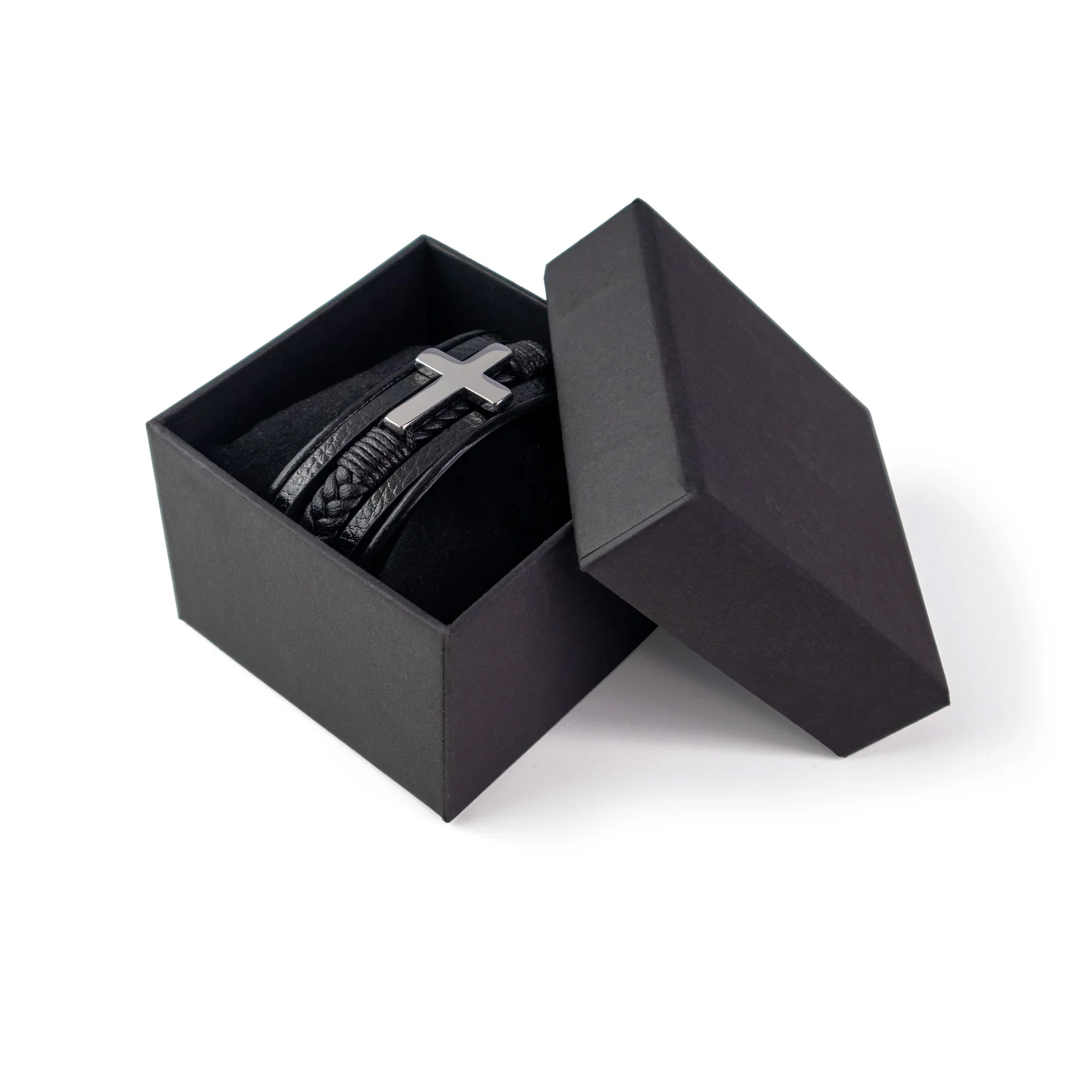 Cross & Leather Multi-Band Bracelet Set - Image 2