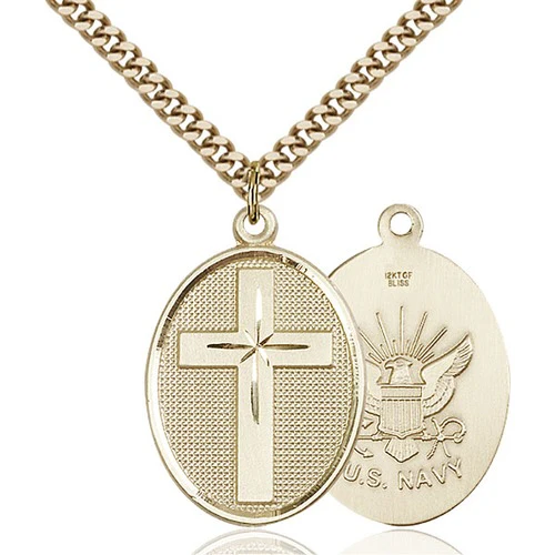 Cross Navy Pendant, Bliss, 14Kt Gold-Filled