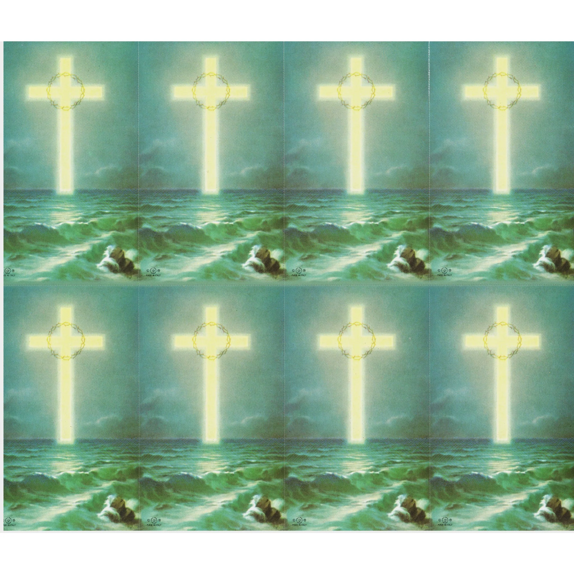 Laminated Cross on the Ocean Personalized Prayer Card (Priced Per Card)