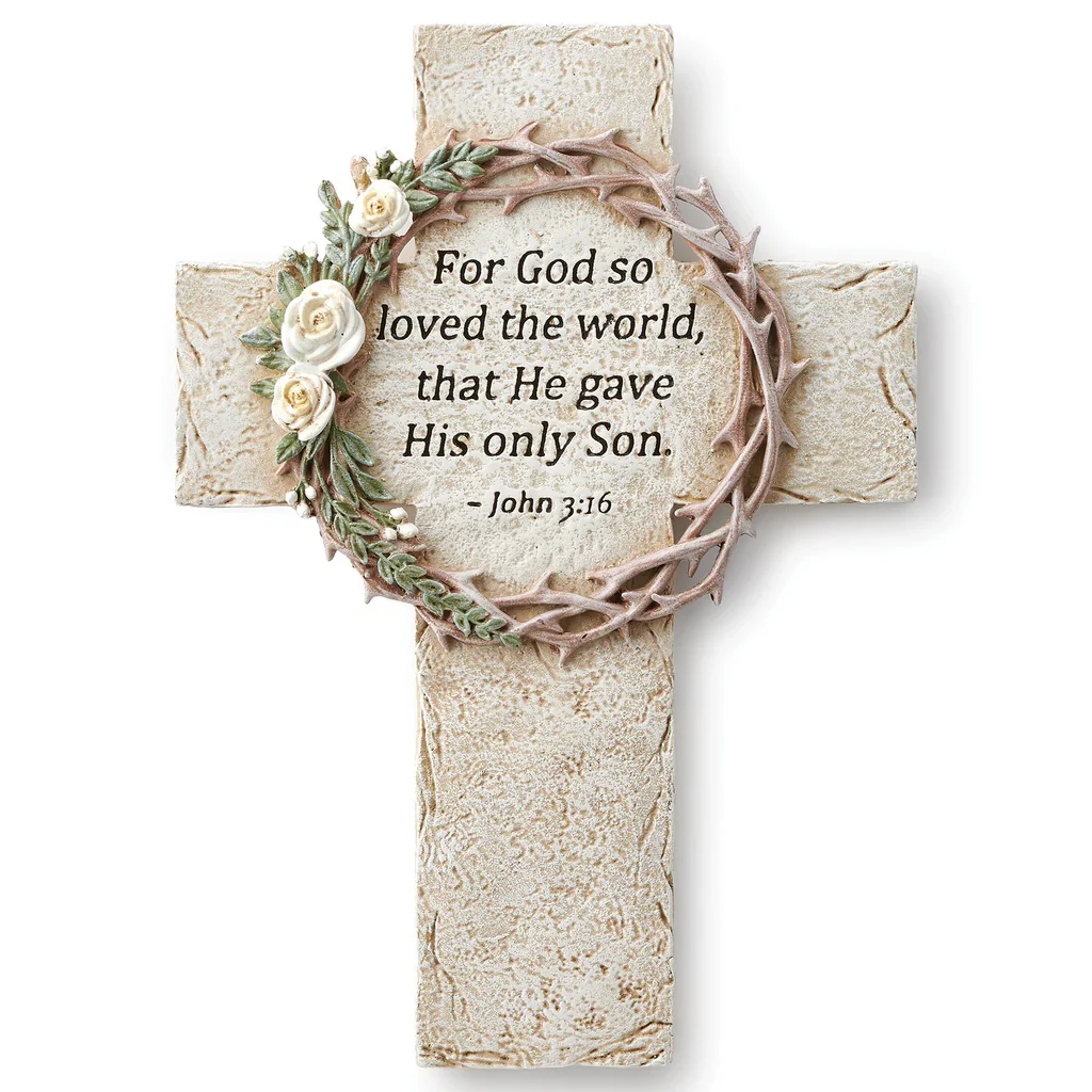 Crown of Thorns Wall Cross - John 3:16