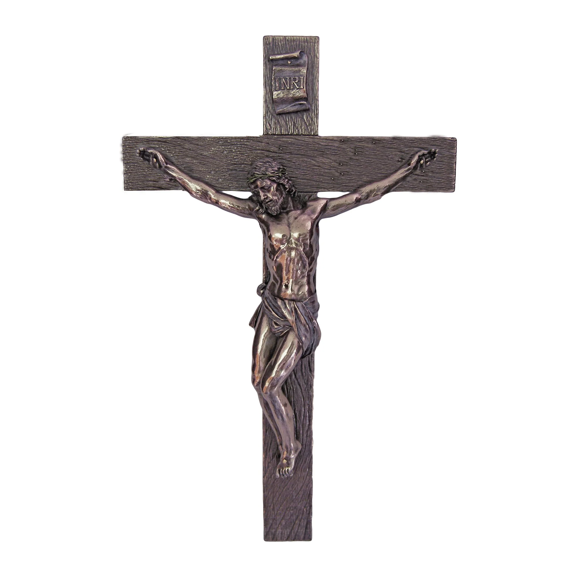 17" Antiqued Bronze-Tone Resin Crucifix