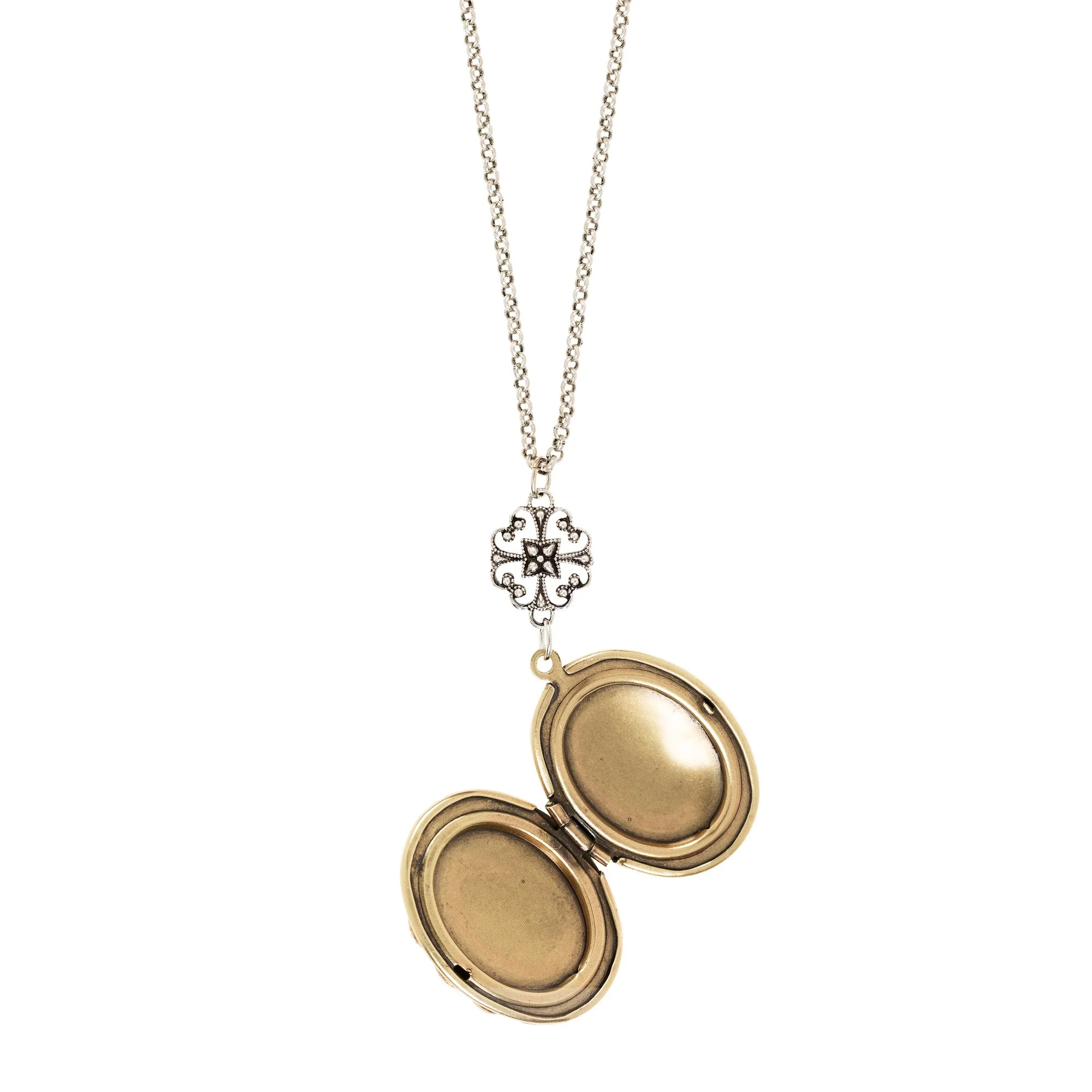 Crucifix Gold Plated Filigree Locket - Image 2