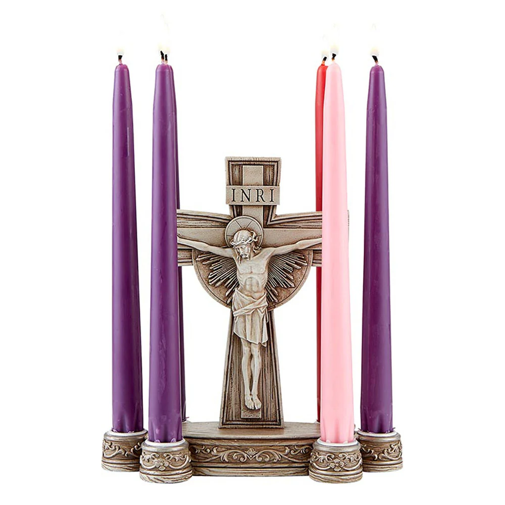 Crucifix Lenten Candleholder and Lent Taper Candles Set - Image 3