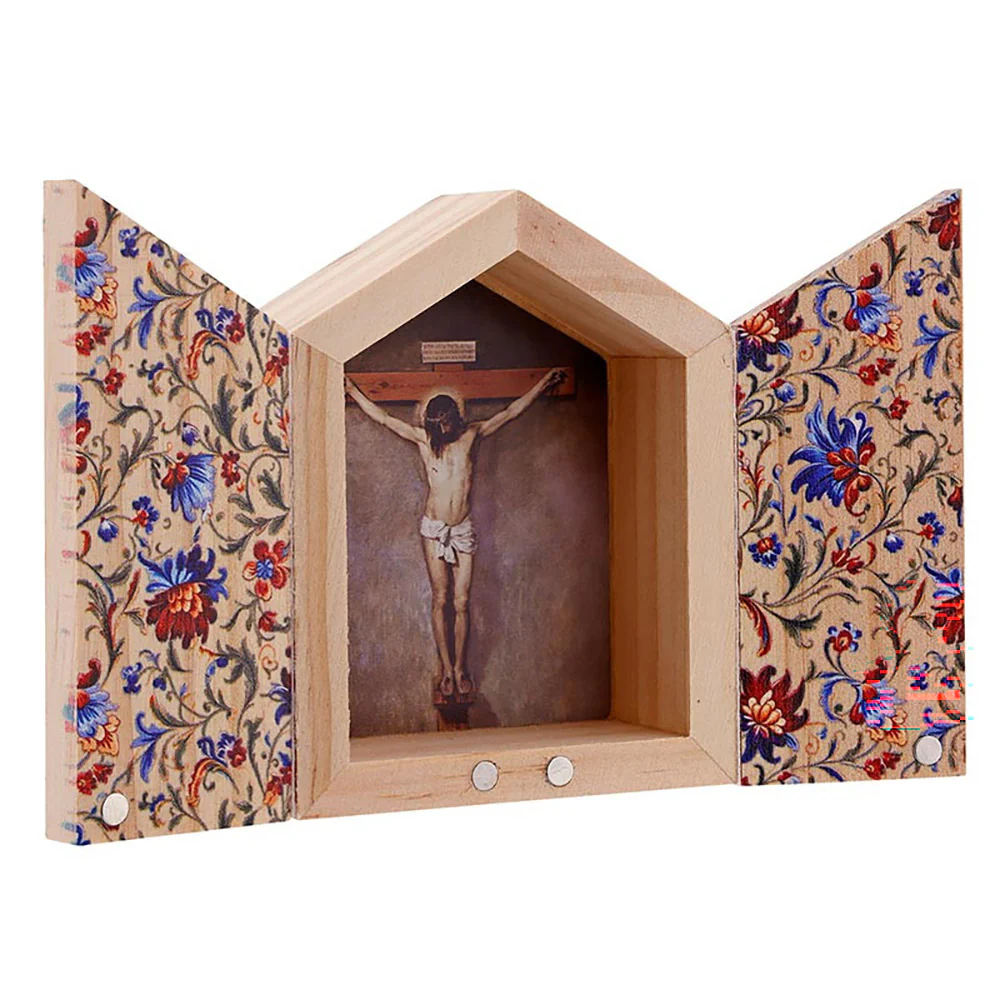 Crucifix Miniature Wooden Triptych - Image 3