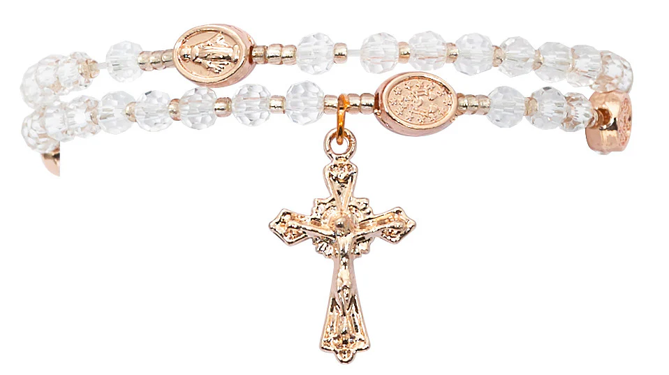 Crystal Miraculous Medal Twist Rosary Bracelet - Image 3