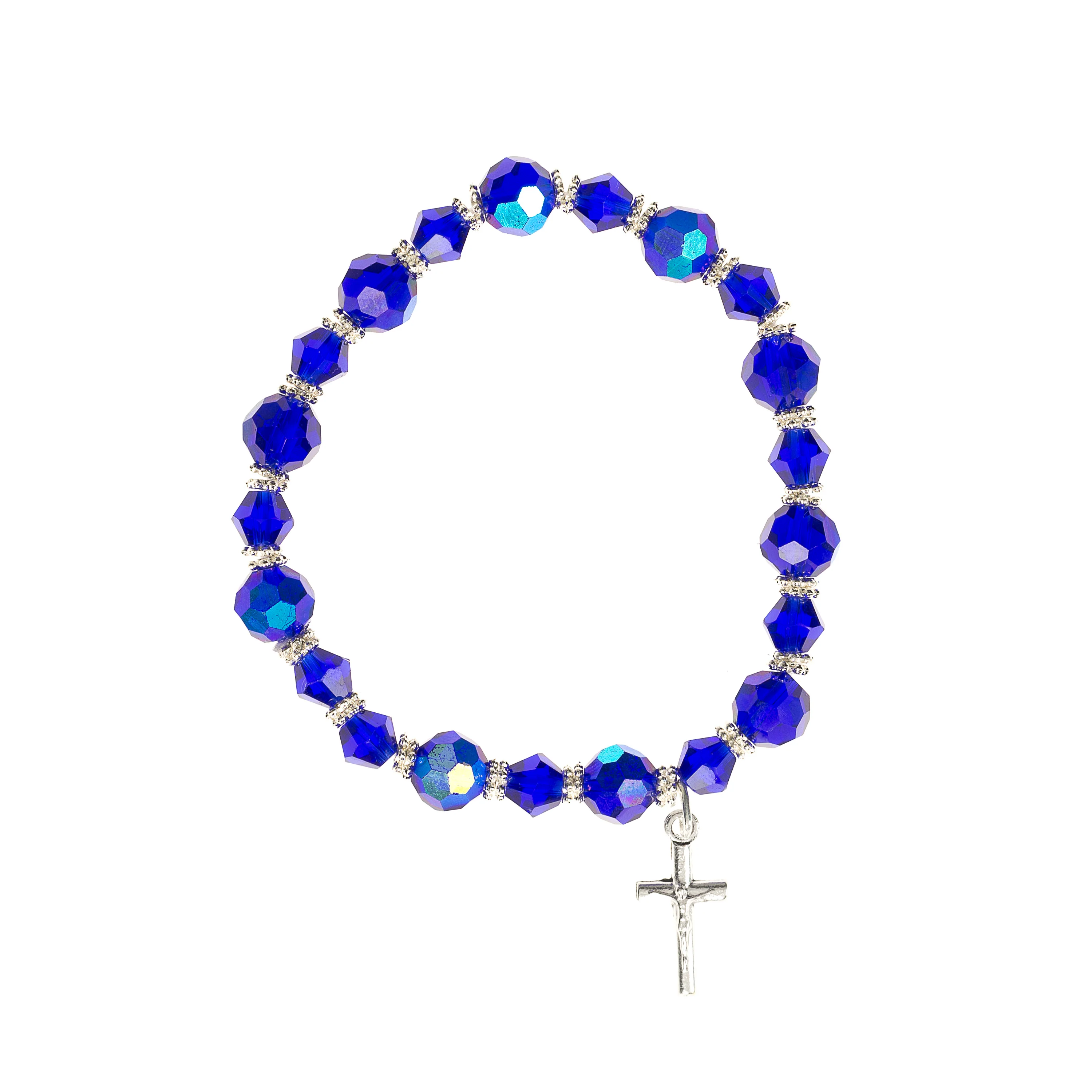 Crystal Rosary Bracelet – Pink or Dark Blue - Image 4