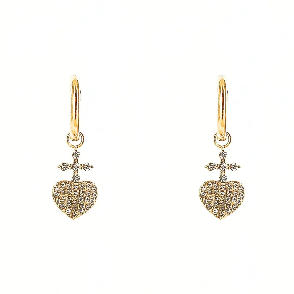 Crystal Sacred Heart Hoop Earrings