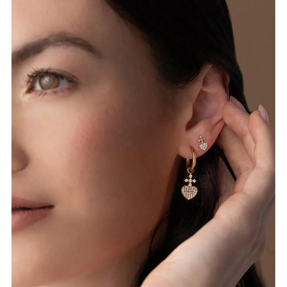 Crystal Sacred Heart Hoop Earrings - Image 2