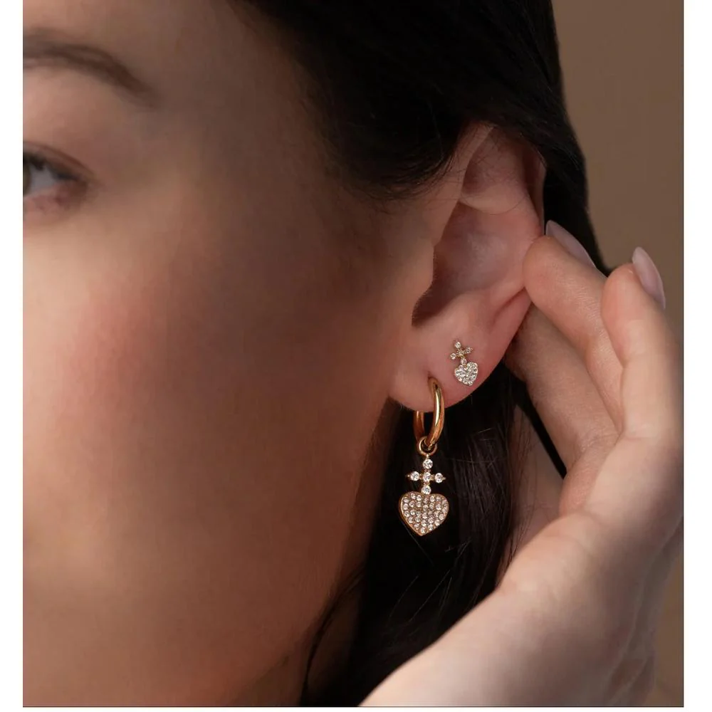 Crystal Sacred Heart Stud Earrings - Image 2