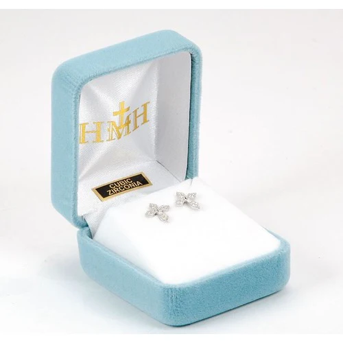 Cubic Zirconia Pointed Cross Earrings - Image 2